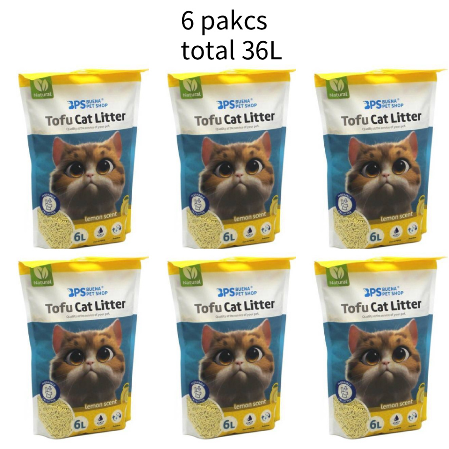 TEMU Arenero para gatos de tofu 6L - Sin polvo, fácil de bolas, control de olores - y seguro para gatitos - Paquete de 6 bolsas, un total de