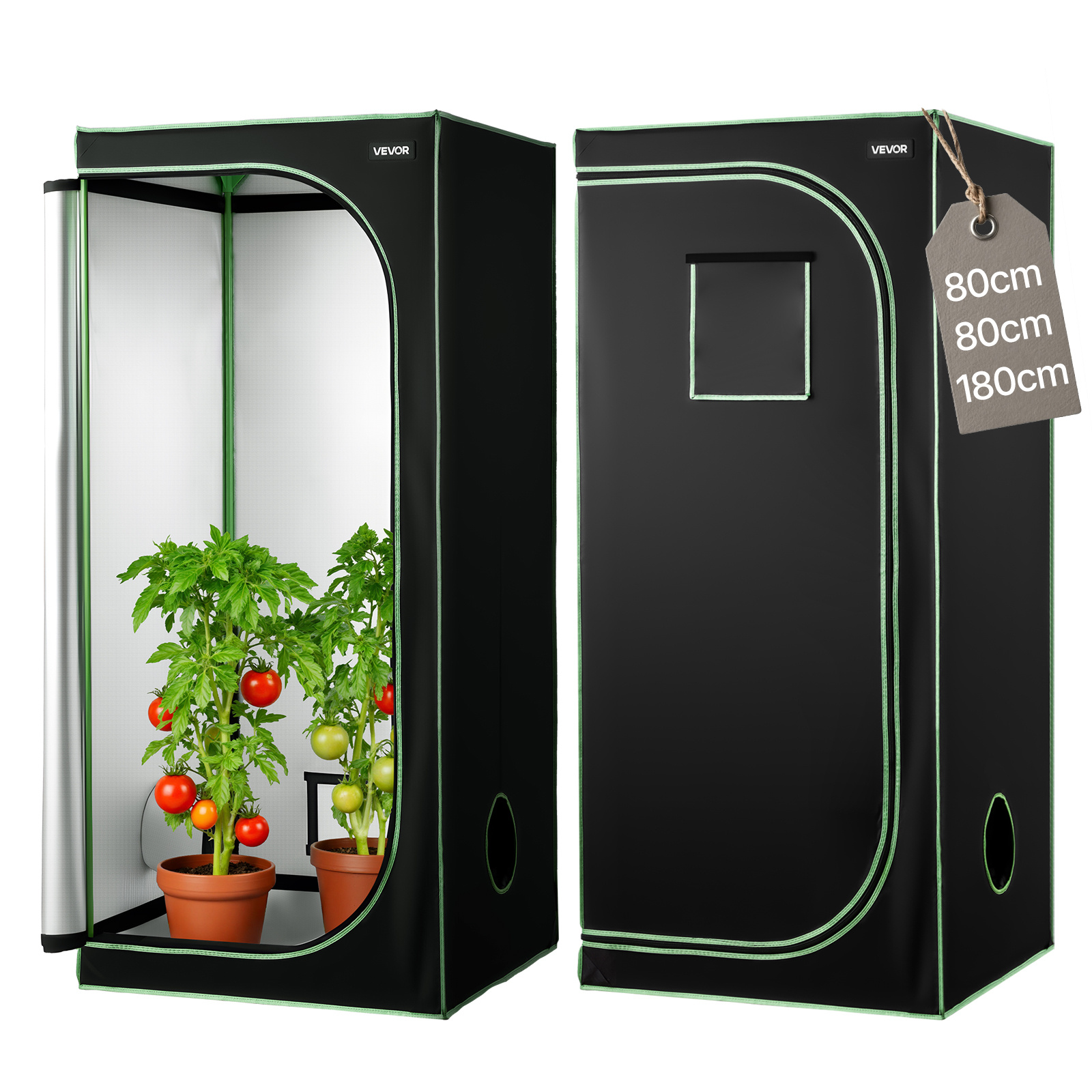 TEMU Vevor Indoor Grow Tent, 80 X 80 X 180 Cm, 600d High Reflective Mylar, Indoor Plant Tent With Observation Window, Floor Tray & Zipper, Heavy Duty