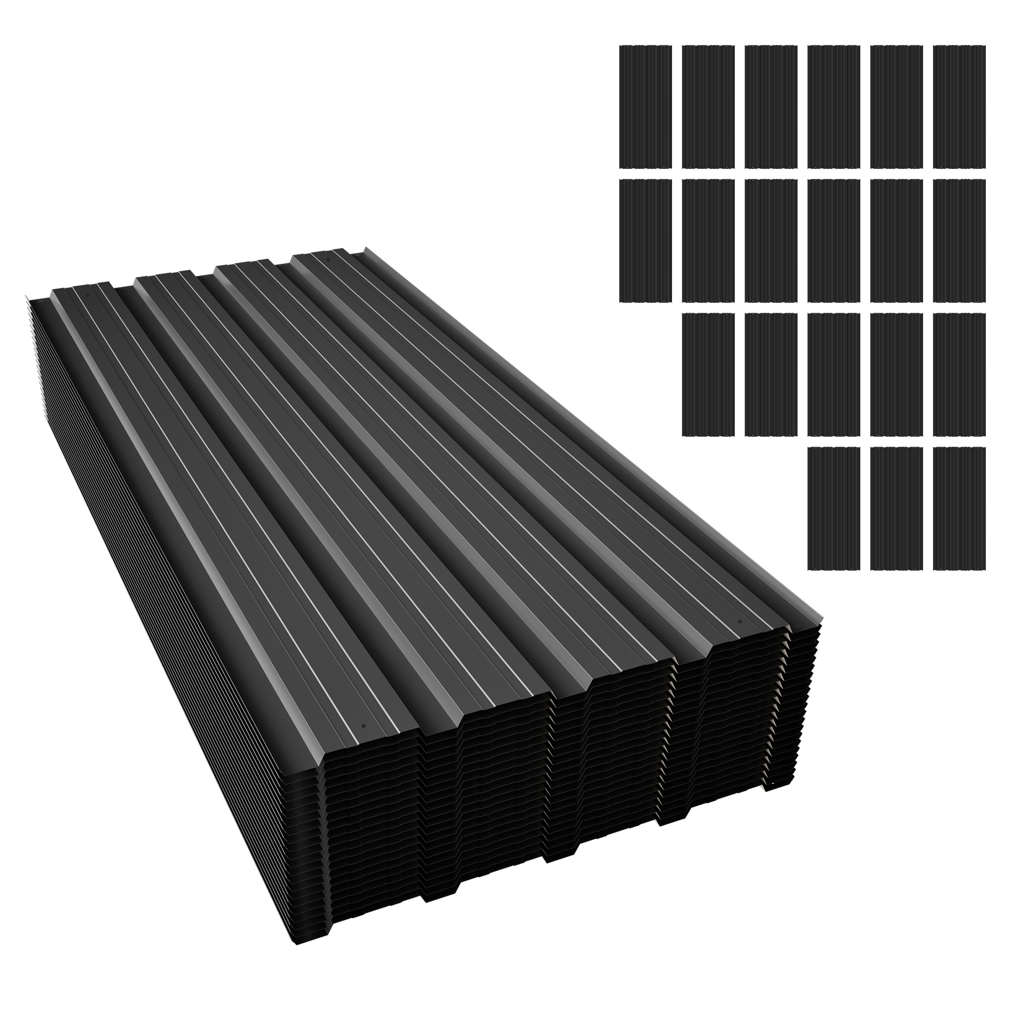 Profile Sheet Trapezoidal Sheet With Screw Metal Roof Sheet Roof Plates For Carport, Roof, Garage, Equipment Room Floor Space . 8 M² / Area . 10 M² ( Out) / / Gray / Green