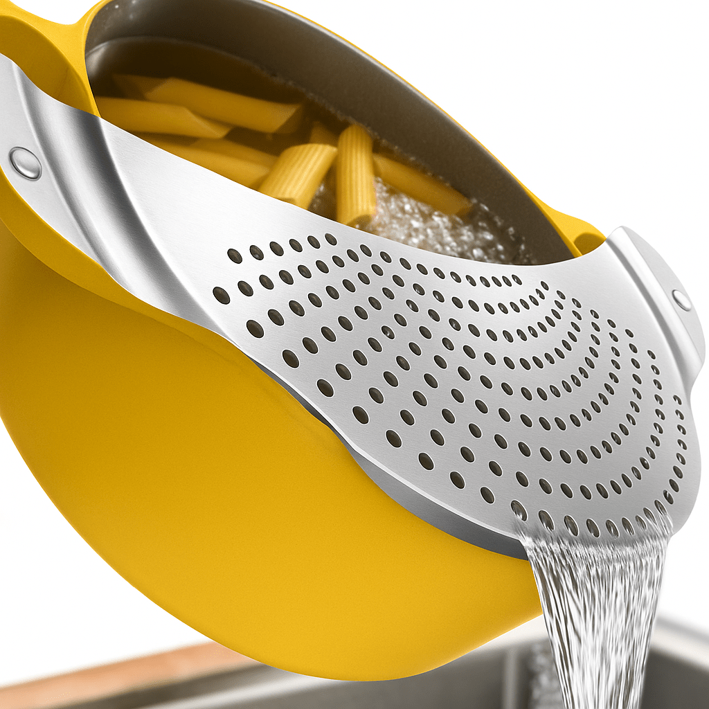 Image of Home Stainless Steel Colander - Drainage Aid Up To Ø For | Flat Drainage Sieve | Ideal For Pasta & Potatoes