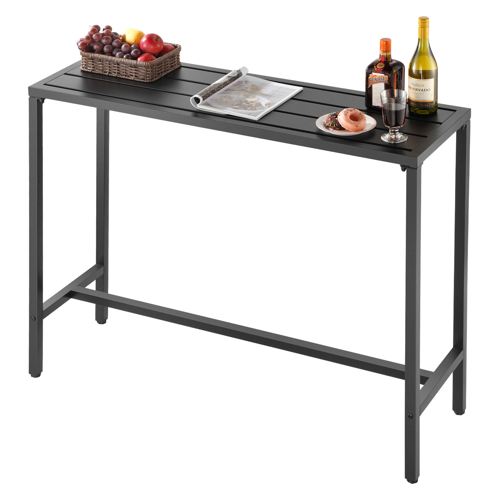 TEMU VEVOR Table de Bar Extérieure, 120 x 37,5 cm Table de Bar de Patio, Plateau Imperméable & Cadre Métallique Robuste, Tables de Salle à Manger