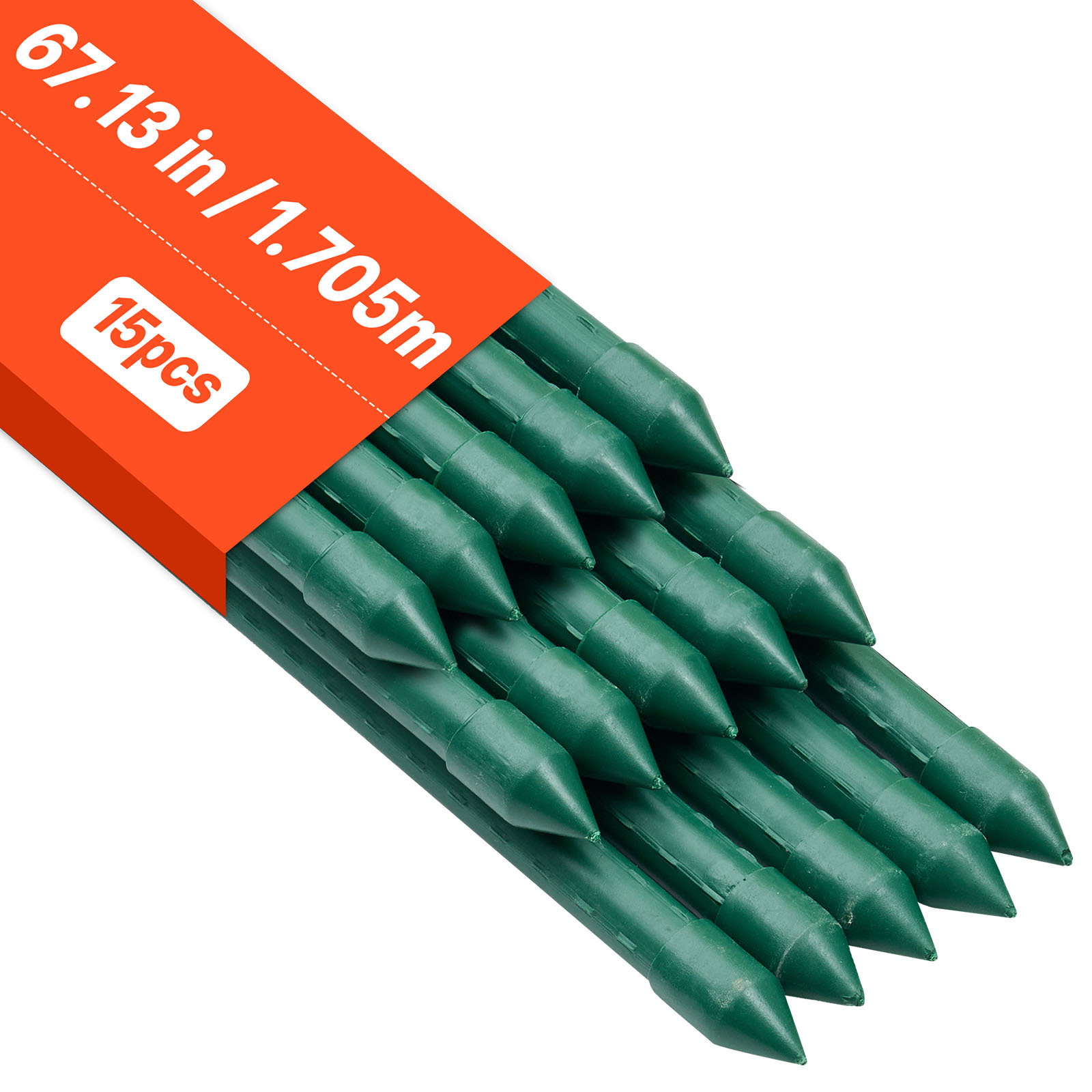 TEMU VEVOR da Giardino, Confezione da 15, 1705 mm, Tute per Pomodori in Metallo Rivestito in Plastica, da Giardino per Supporto Piante, con Estremit�
