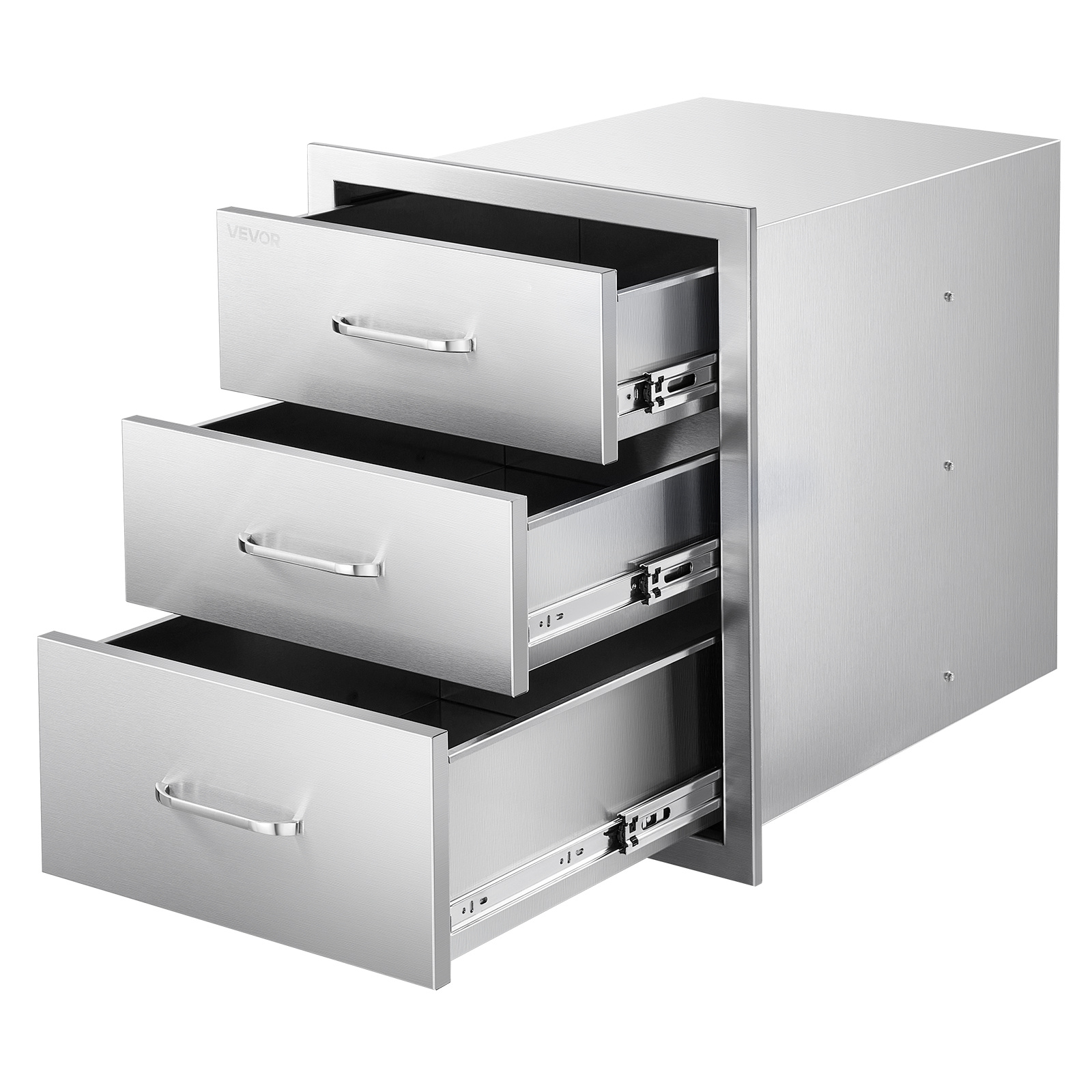 Vevor Outdoor Kitchen Drawers 18.11"w .23"d .23"h, Triple-access Stainless Steel Bbq Drawers With Handles, Bbq Island Drawer For Outdoor Kitchens Or Barbeque Island Patio