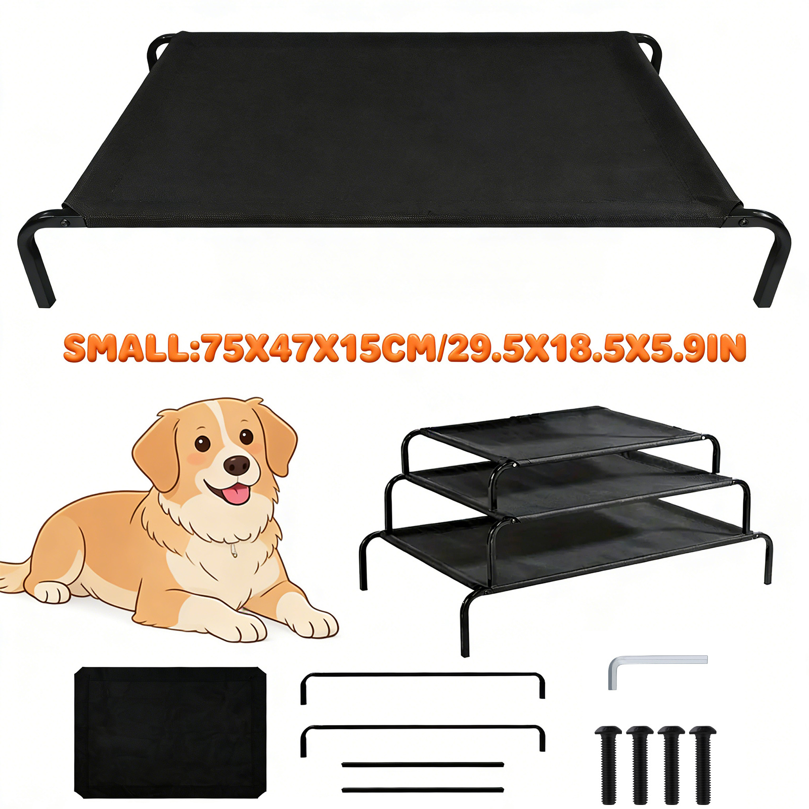 raised dog bed cooling elevated dog bed large medium and small pet   mat with washable and breathable mesh cooling breathable elevated pet bed