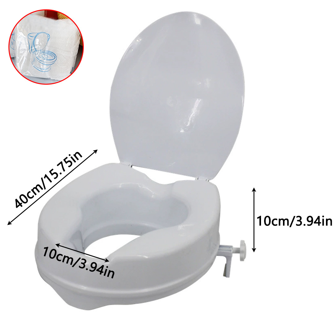 4 inch high toilet seat cushion with cover portable raised toilet seat with sturdy bracket durable plastic ideal for elderly disabled and mobility challenged