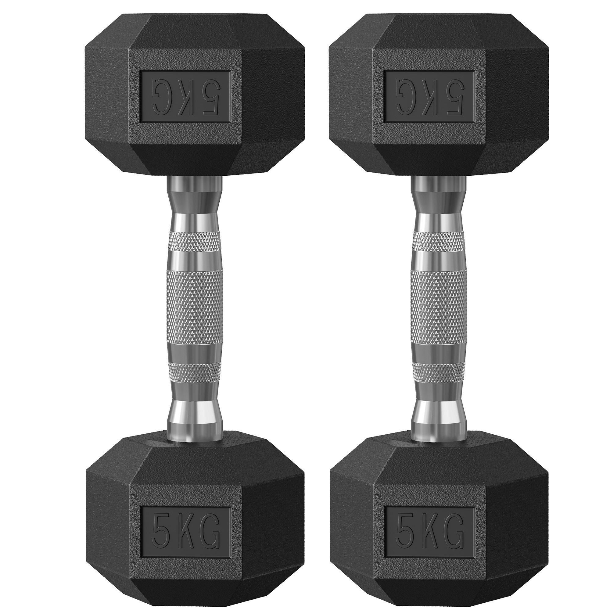 TEMU Set Of 2 Hexagonal Dumbbells, 2 X 5kg, For Training, Fitness, Weightlifting At Home, Gym, Black Ink