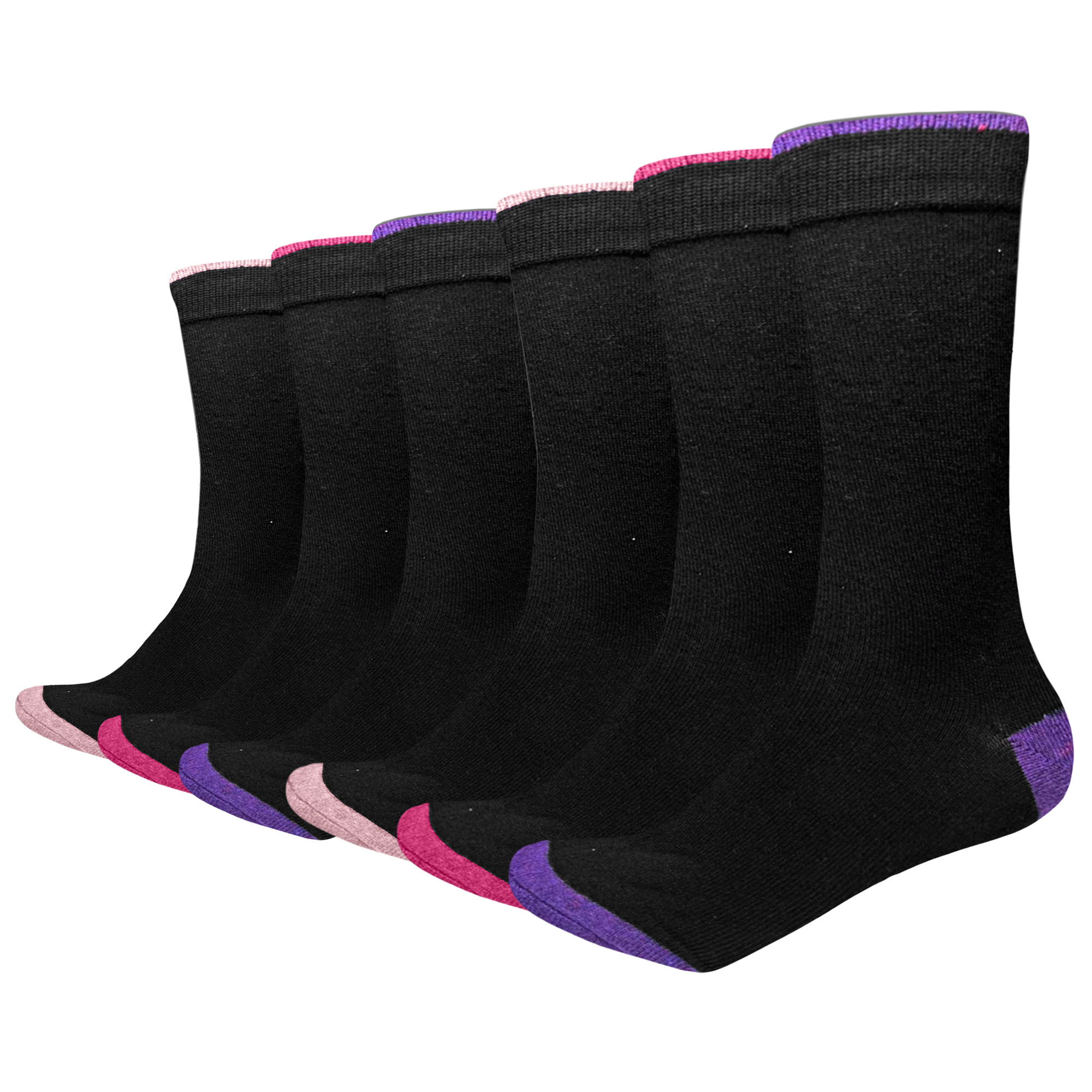 TEMU Women's Cotton Socks – Pack Of 3, 6 Or 12 Pairs, Ladies Crew Socks Soft & Breathable With Elastic Top, Smooth Toe Seam And For Casual & Daily