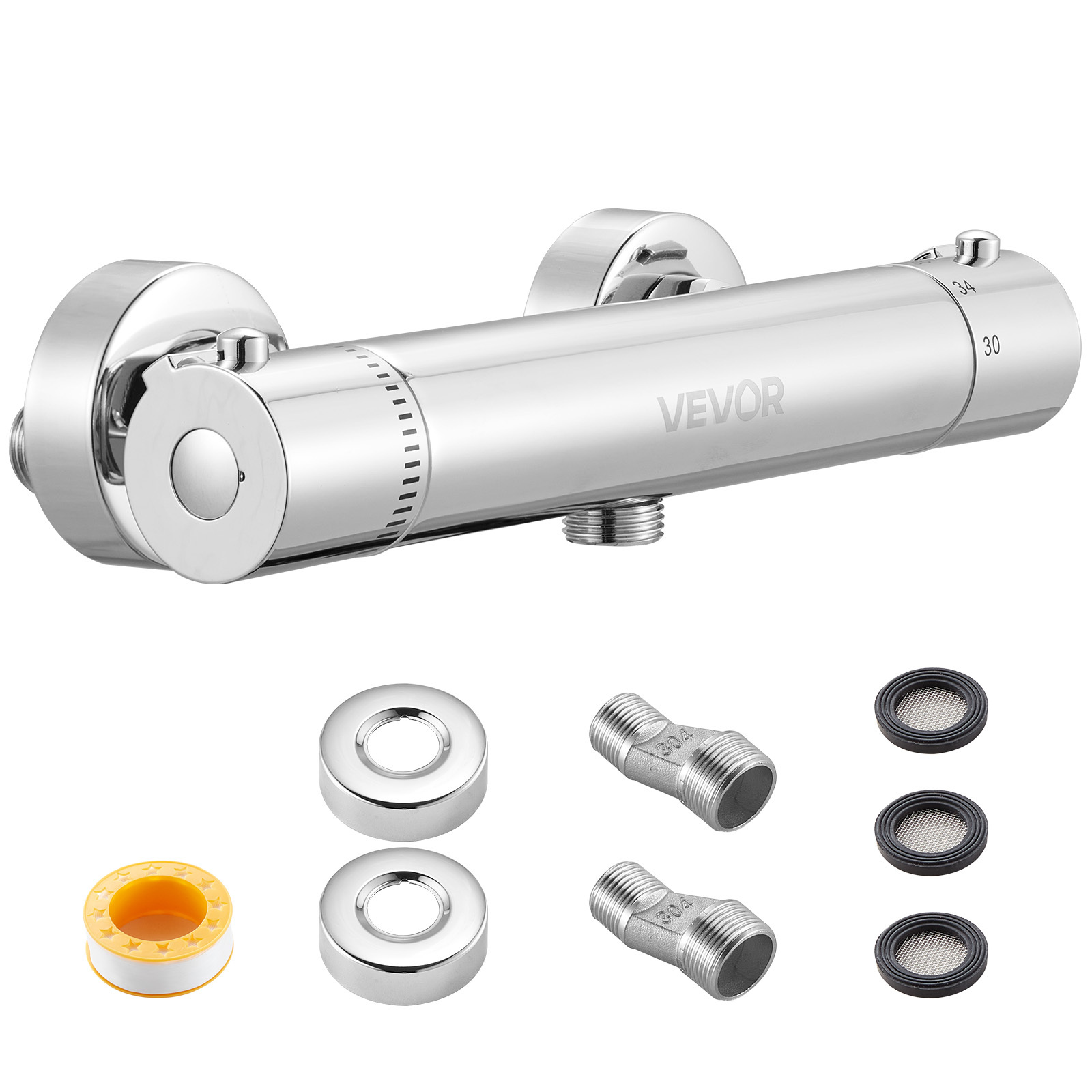 Image of Vevor Thermostatic Shower Faucet Valve, 38℃ Thermostatic Shower Valve, Hot Cold Water Showering Faucet Temperature Control Valves With Solid Brass Casting For Bathroom, Rv