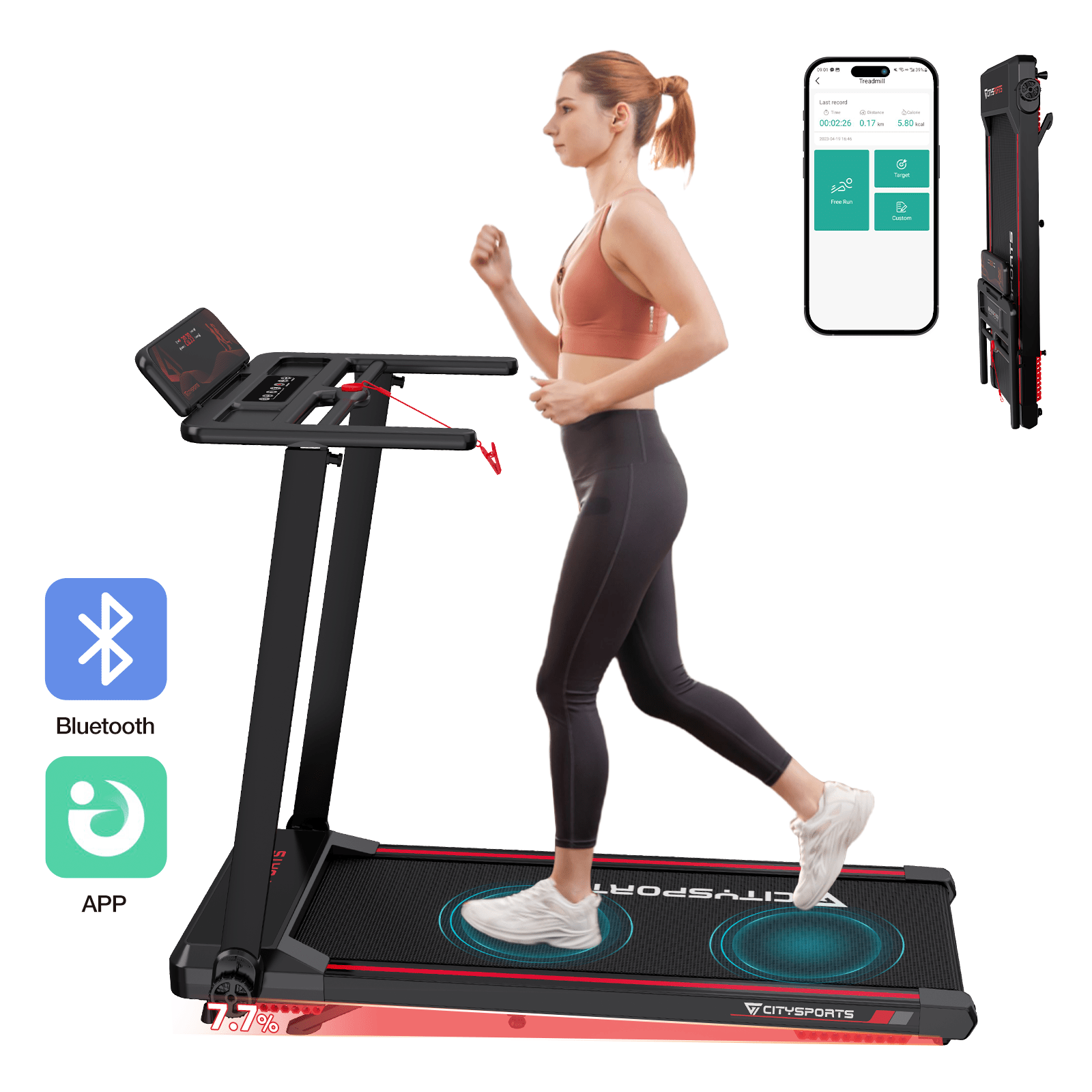 TEMU Treadmill For Home, Walking Pad, Foldable Treadmill For Home, 1-12km/h Treadmill, With Led Display, App And Compact Treadmill For Home And
