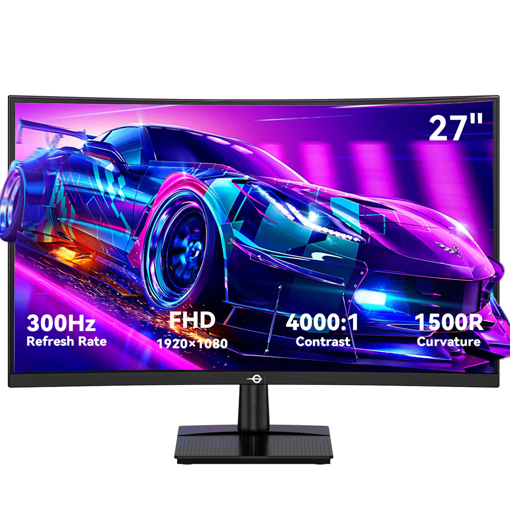 Army 27-inch Monitor, 300hz Fhd 1920*1080 Va Pc Screen, 1500r Wide Gaming Screen, 1ms Time, 125% Srgb, Hdr10, Free-sync, Dp, Low Blue Light, Vesa Wall Mount, For Rac Rts Fps Gaming