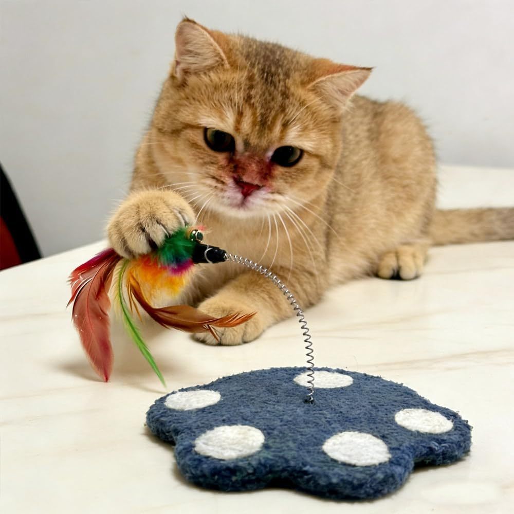 Cat Feather Wand Toy with Weighted Base