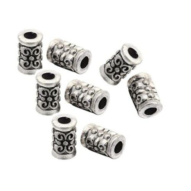 Image of Pearl Parts Silvery Metal Pearls, 7 * 5 Mm, 45pcs Tube/pipe Pearls For Jewelry Chain Bracelet Jewelry Parts