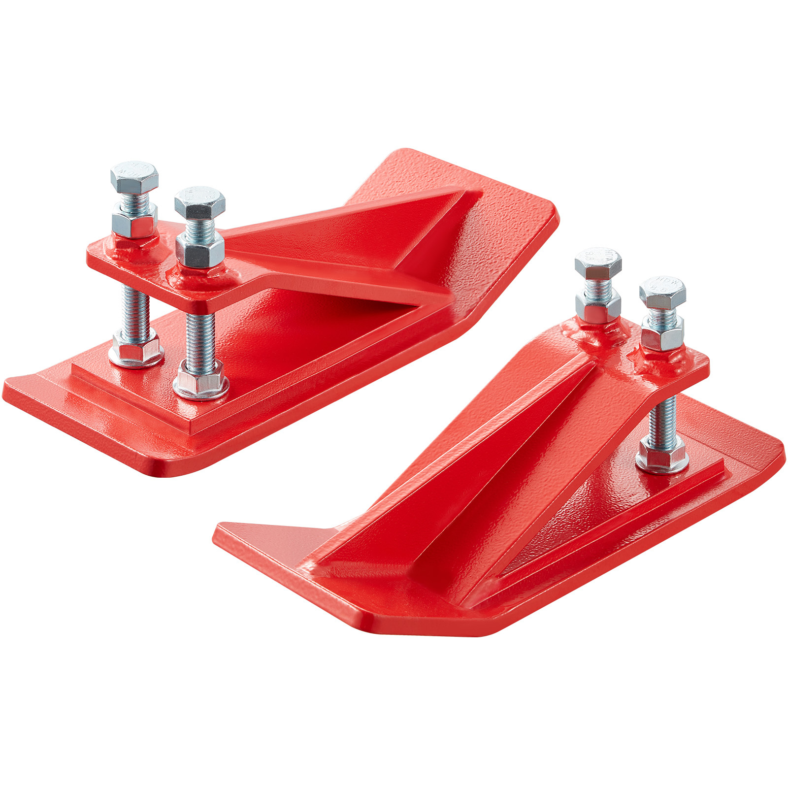 Image of Vevor Tractor Bucket Protector, 2pcs Heavy Duty Steel Protectors, Double Hexagon Lock Nuts And Bolts, For Snow, Leave Removal & Spreading Gravel (red)