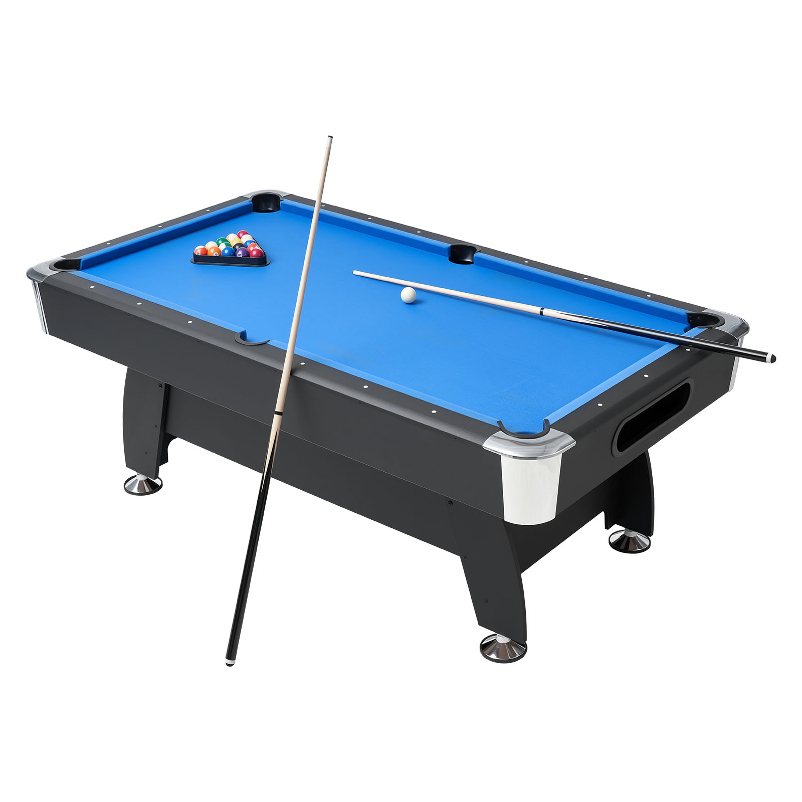 Vevor Pool Table, 7 Ft Portable Billiards Tables, Adjustable Feet Stable Game Table, Entertainment Set Includes Ball, Cue, Rack, Chalk And Brush, Black With Cloth, For Family Use, Room