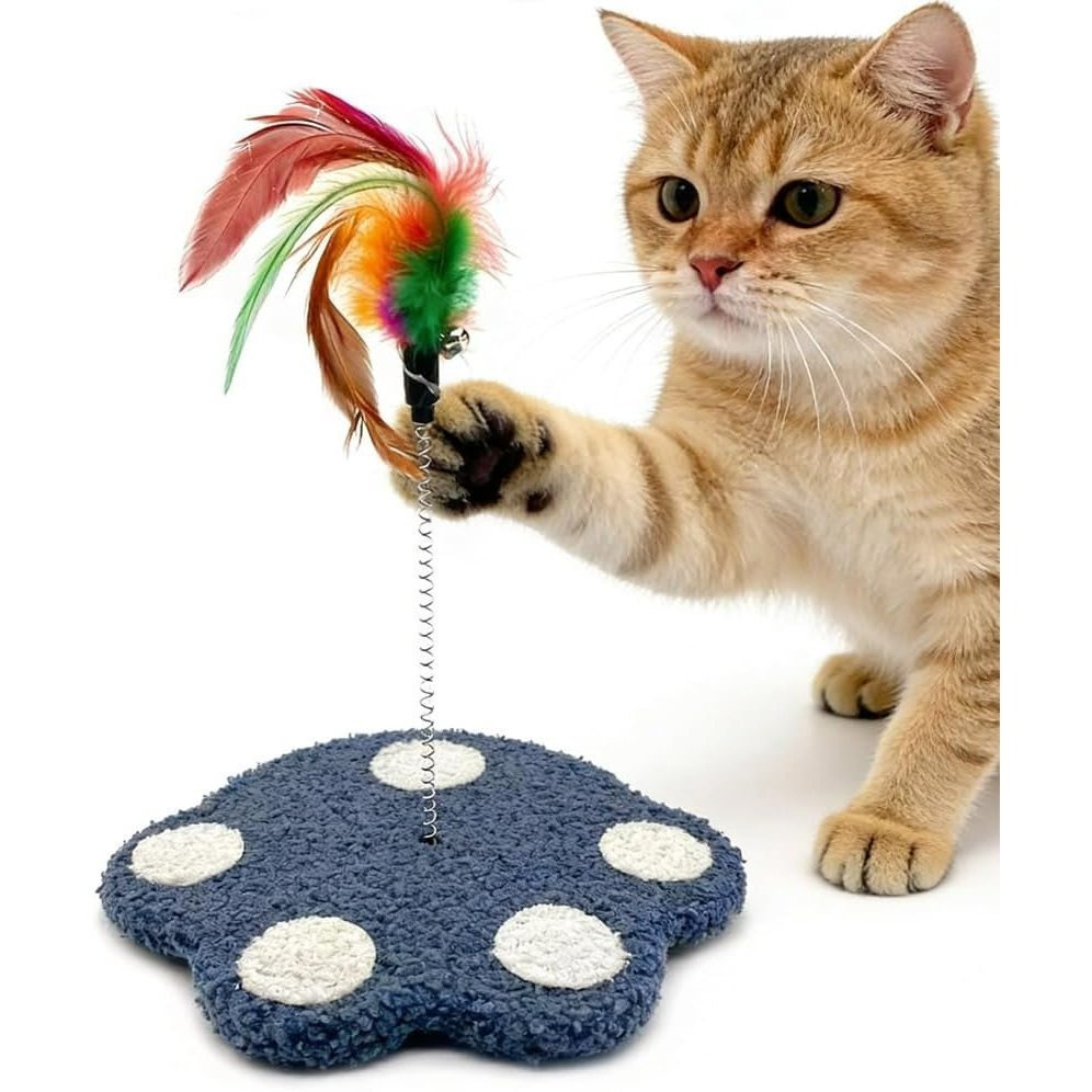 Cat Feather Wand Toy with Weighted Base