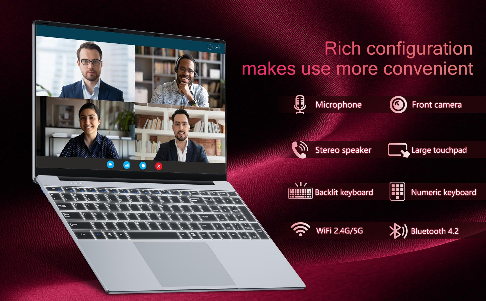 15.6 Inch Laptop Computer FHD Scherm, Intel Core I5 Laptop, 16Gb RAM, 512GB SSD, QWERTY Toetsenbord, Zakelijke Laptop