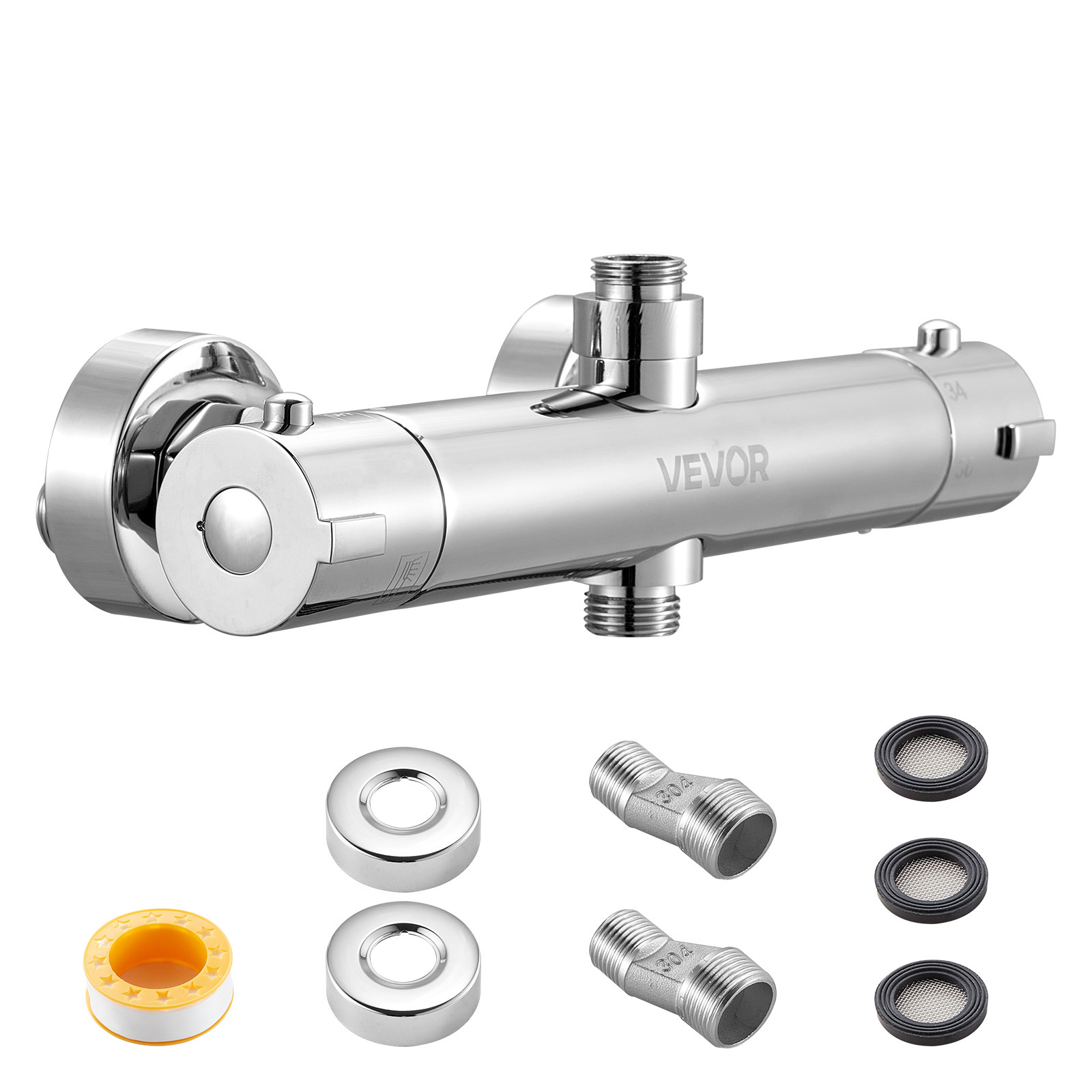 Image of Vevor Thermostatic Shower Faucet Valve, 38℃ Thermostatic Mixing Valve, Hot Cold Water Showering Faucet Temperature Control Valves With Consistent Water Temperature For Bathroom, Rv