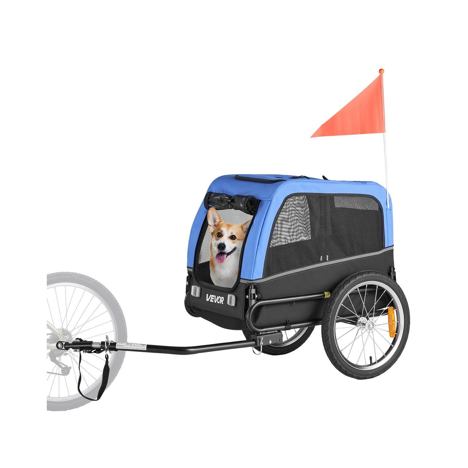 Image of Vevor Dog Bike Trailer, Supports Up To 66 Lbs, Pet Cart Bicycle Carrier For Small & Medium Dogs, Easy Folding Frame Release Wheel, Universal Bicycle Coupler, Reflector, Flag, Internal Leash