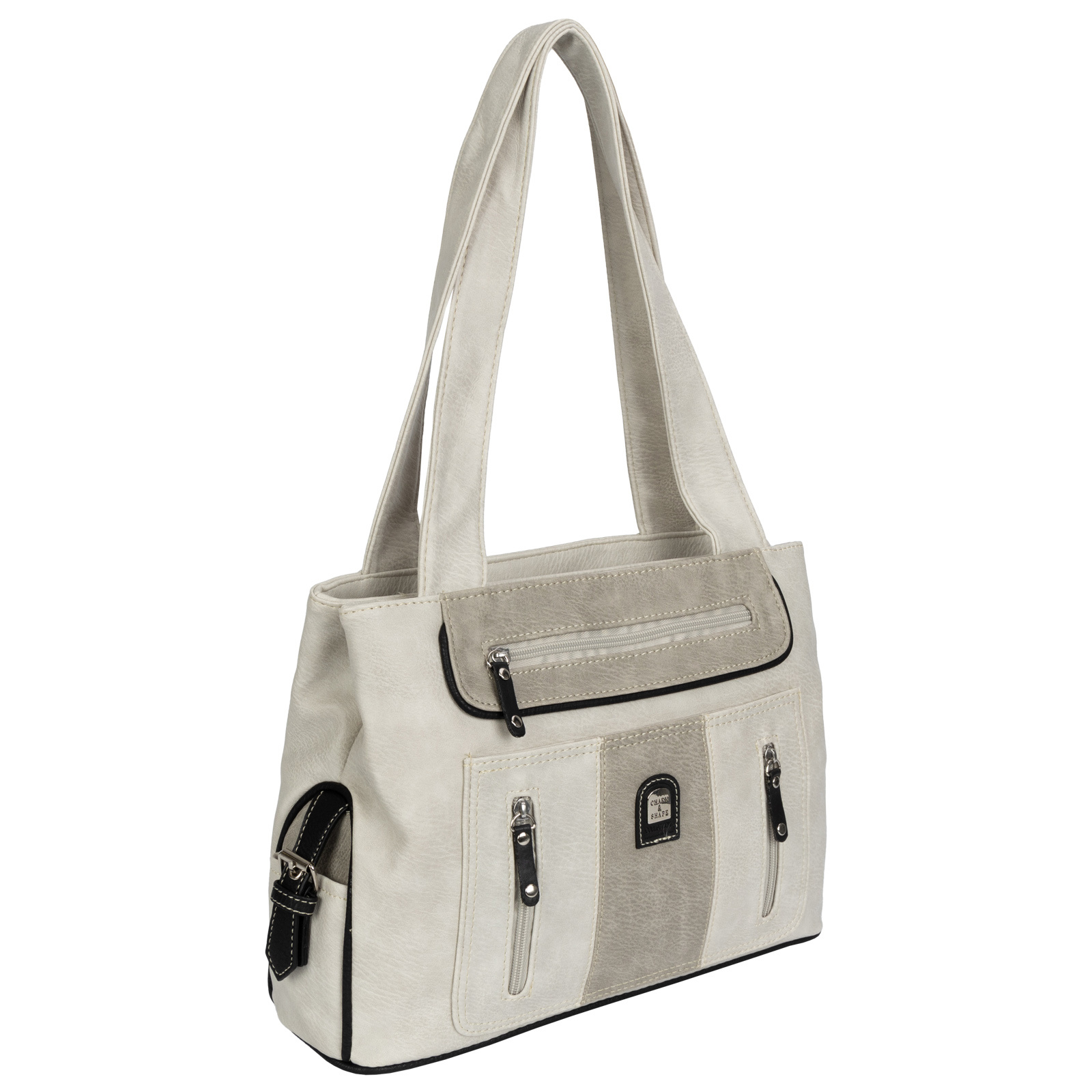 Ladies' Handbag Shoulder Bag Crossover Bag 9.5 Liter Shopper Henkeltasche In Leather Look, Light Grey-grey (hxwxd): 25cm X 35cm X 11cm