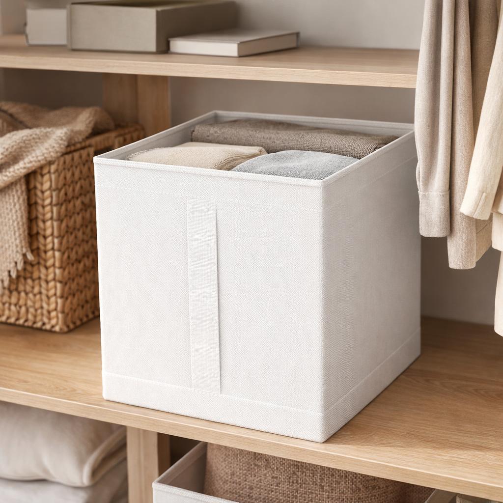 TEMU Paquete de 2 Unidades, Organizador de Almacenamiento 31x34x33cm – de Tela Plegable con Asa, Ideal para Armario, Oficina y Hogar