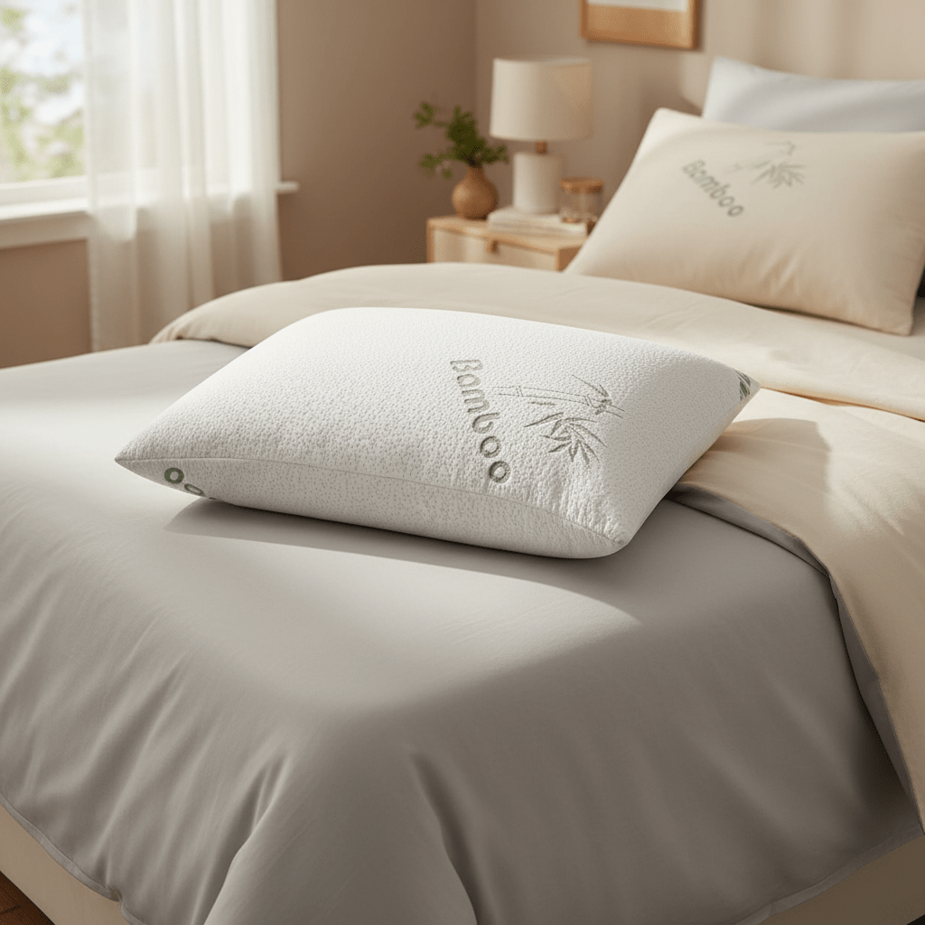TEMU Memory Foam Bamboo Pillow – High Quality Support With Breathable Bamboo Cover, Pressure Relief And Removable Washable Design For Comfortable,