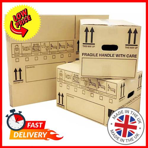 large 18 x 12 x 10 removal strong cardboard boxes with carry handles