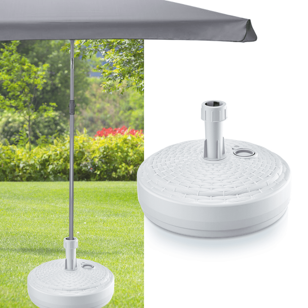 Umbrella Stand, White And , Round Base, Stable, Large, 39 Cm Diameter, Perfect For Garden, Terrace, Café, And Restaurant