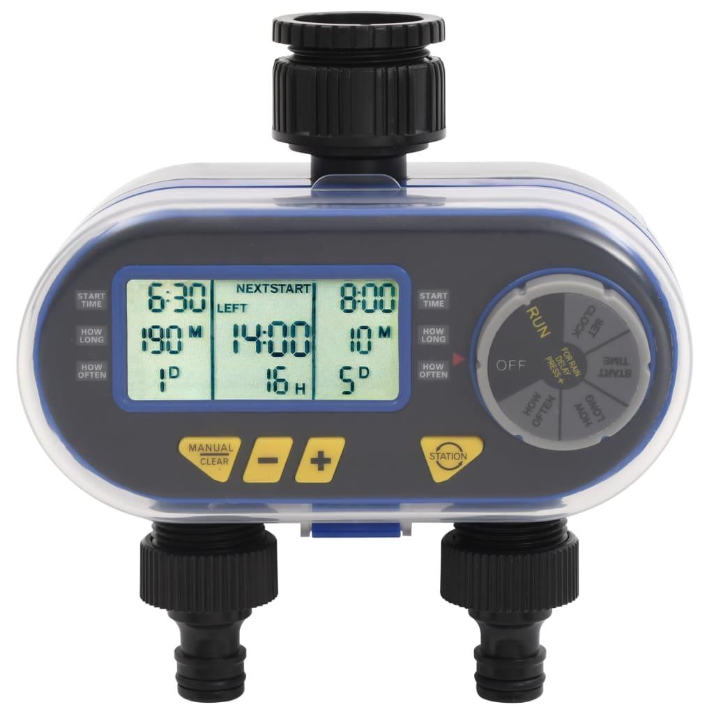 Vidaxl Automatic Digital Watering Timer With Dual Outlet, Garden Irrigation Clock, Water Timer, Watering Timer For Plants
