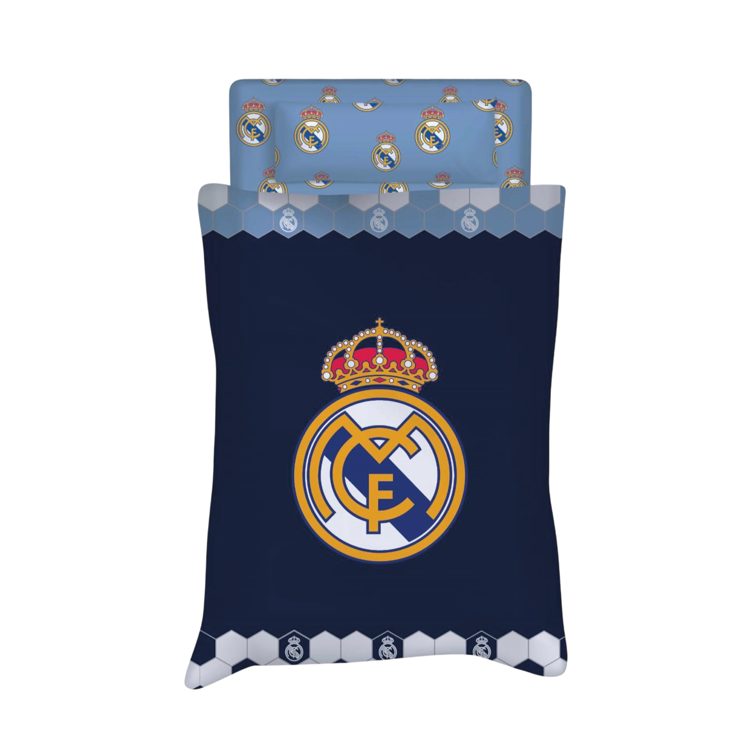 TEMU Real Madrid C.F. - Juego de Sábanas Verano Azul 2025 (3 Piezas) Oficial 50% Algodón/50% Poliéster