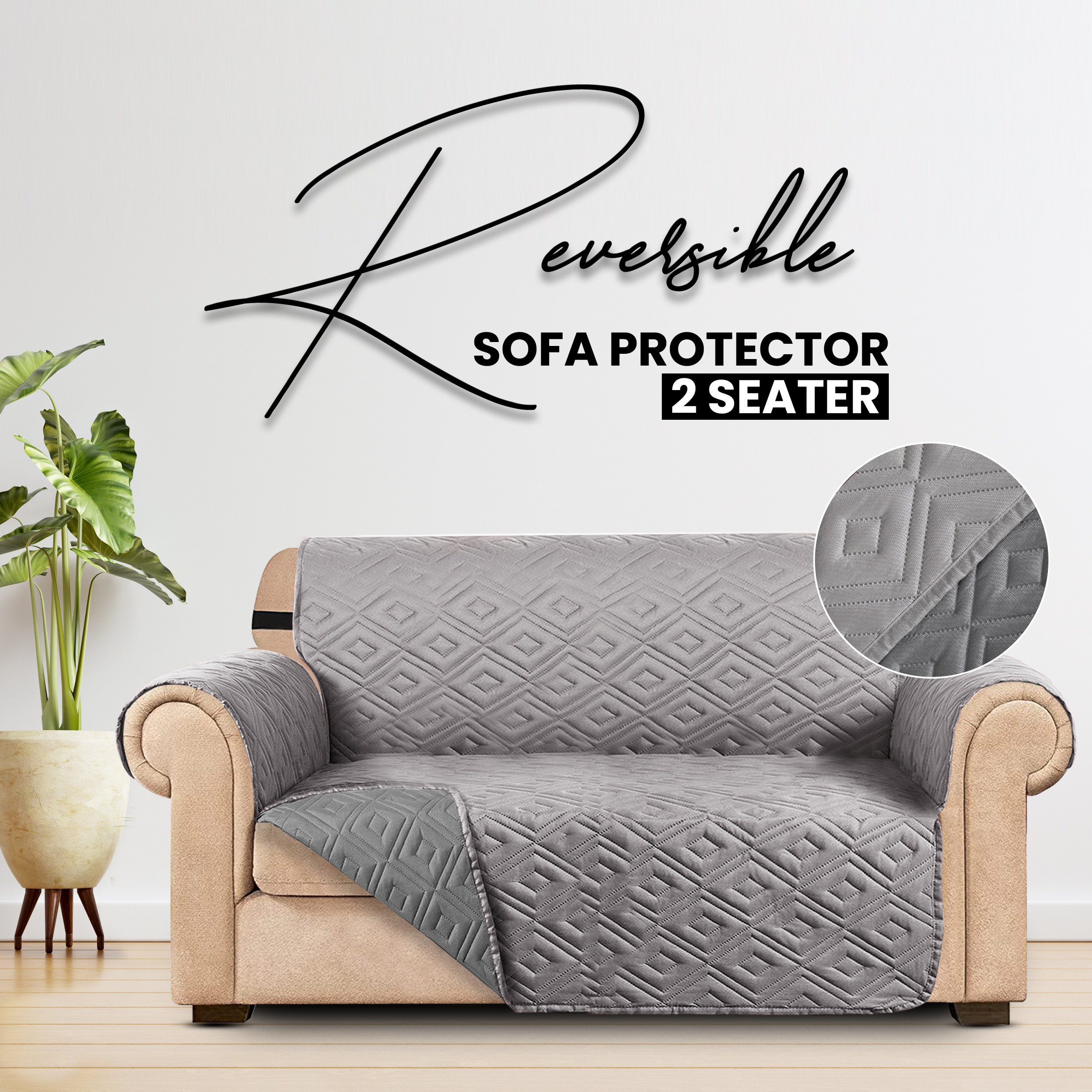 TEMU 1pc Reversible Waterproof Sofa Cover – Ultra Soft Quilted Couch Protector With Non Slip Elastic Straps, Dual Sided Armrests, Contemporary Couch