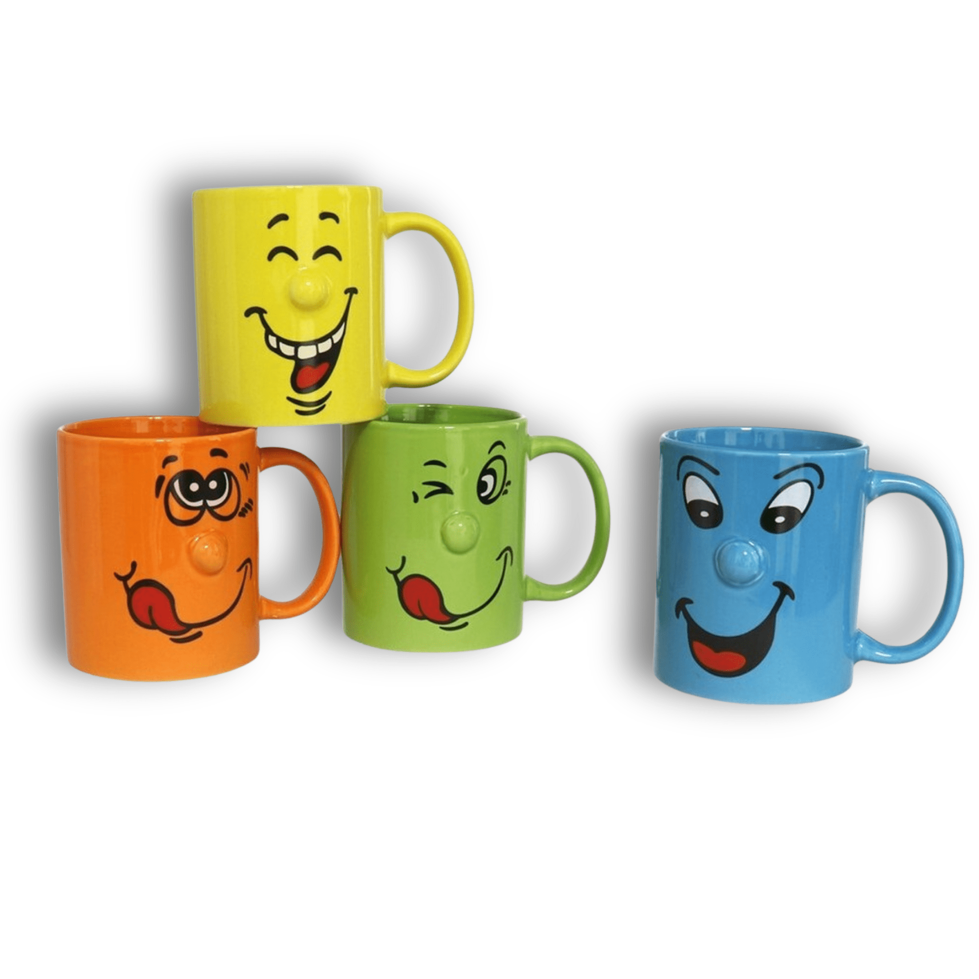 TEMU MundoTarros Set de 4 Tazas de Porcelana con Divertidas, 330 ml, Colores Surtidos, Aptas para Microondas y Lavavajillas, Ideal para Café, Té o