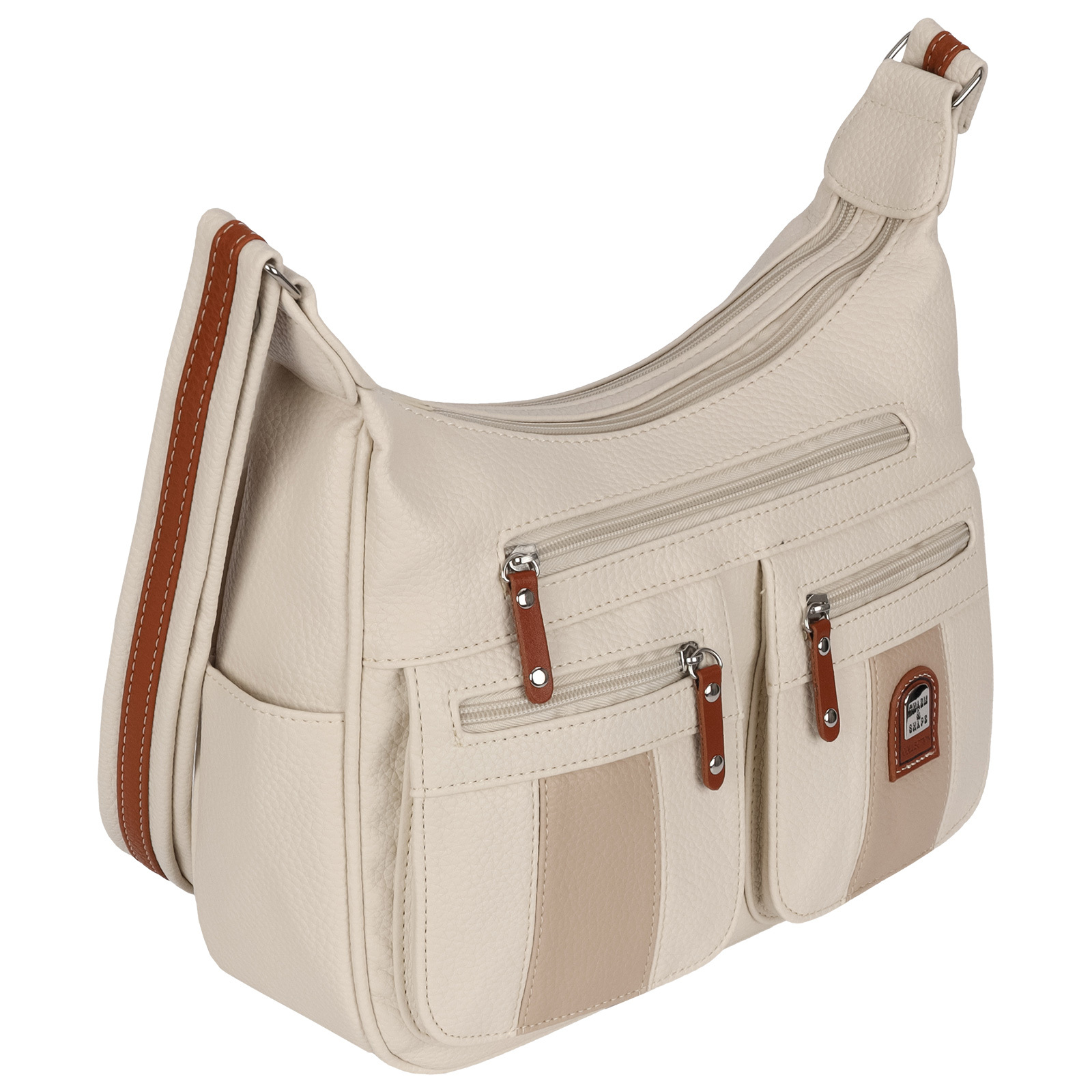 Image of Ladies' Handbag Shoulder Bag Crossover Bag Leather Look Beige-tan