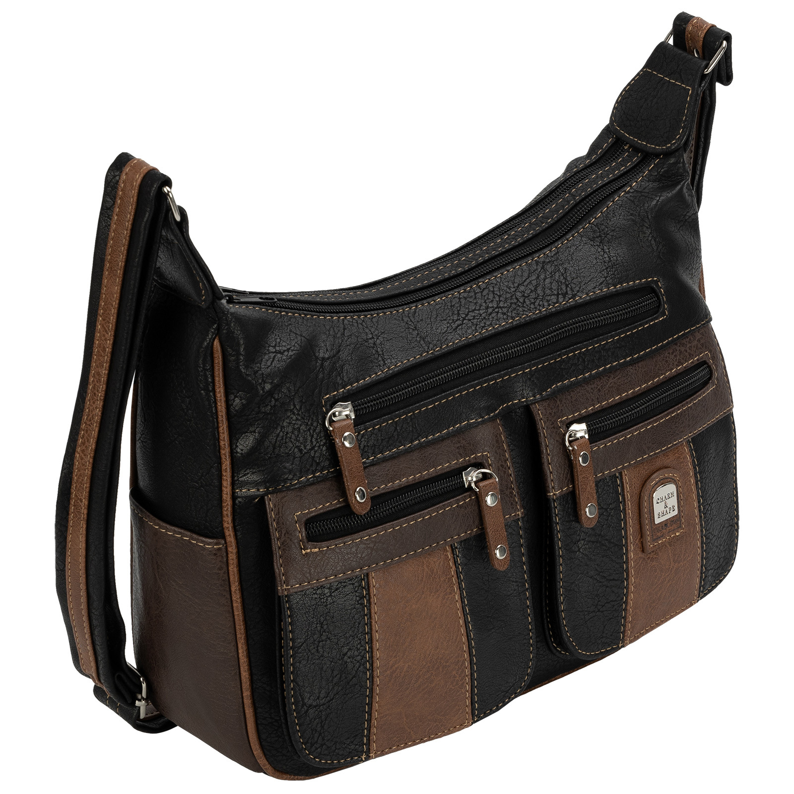 Ladies' Handbag Shoulder Bag Crossover Bag Leather Look Black-brown