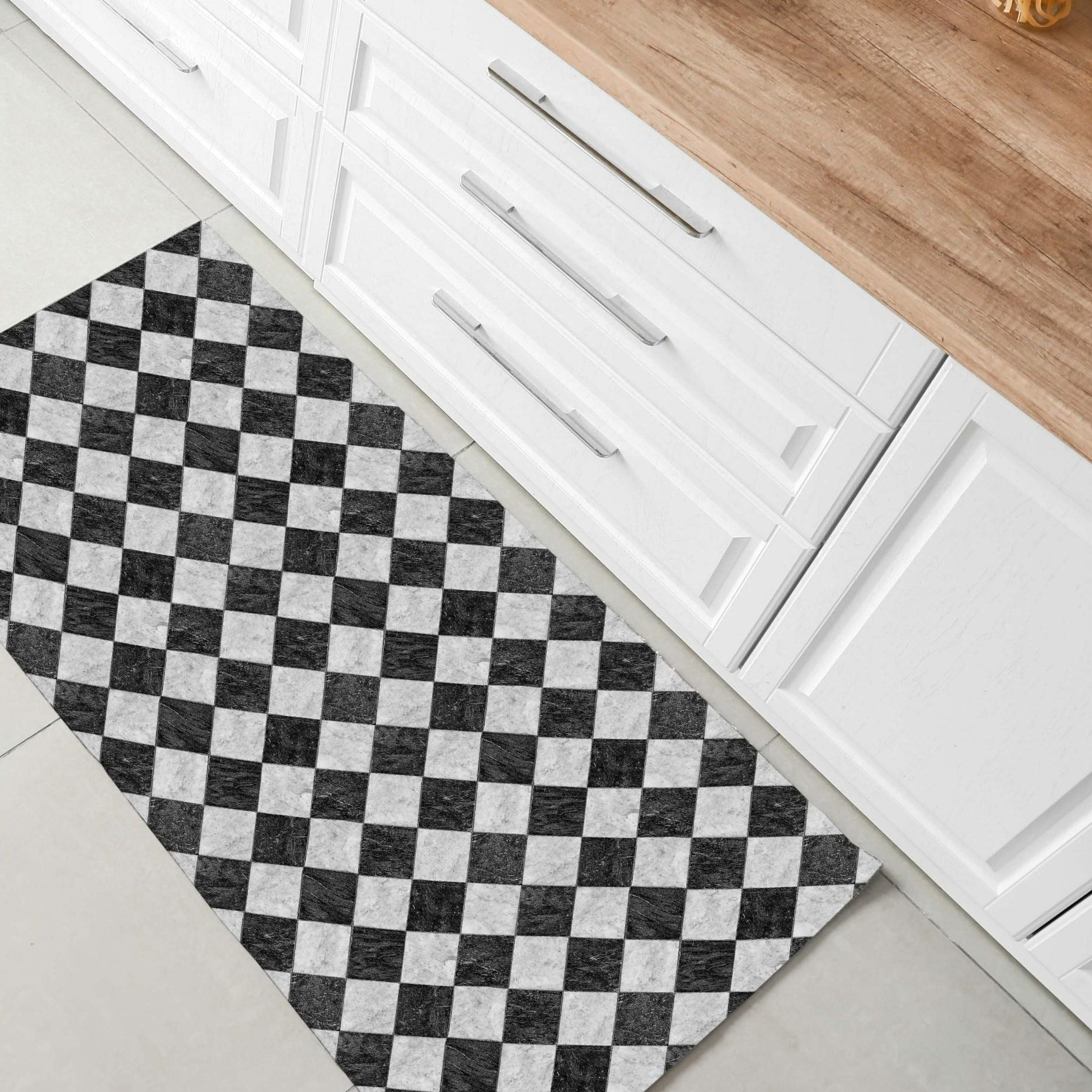 TEMU Alfombra vinílica antideslizante pasillera multiusos con base de goma, resistente y fácil de limpiar, ideal para cocina, pasillo, salón,
