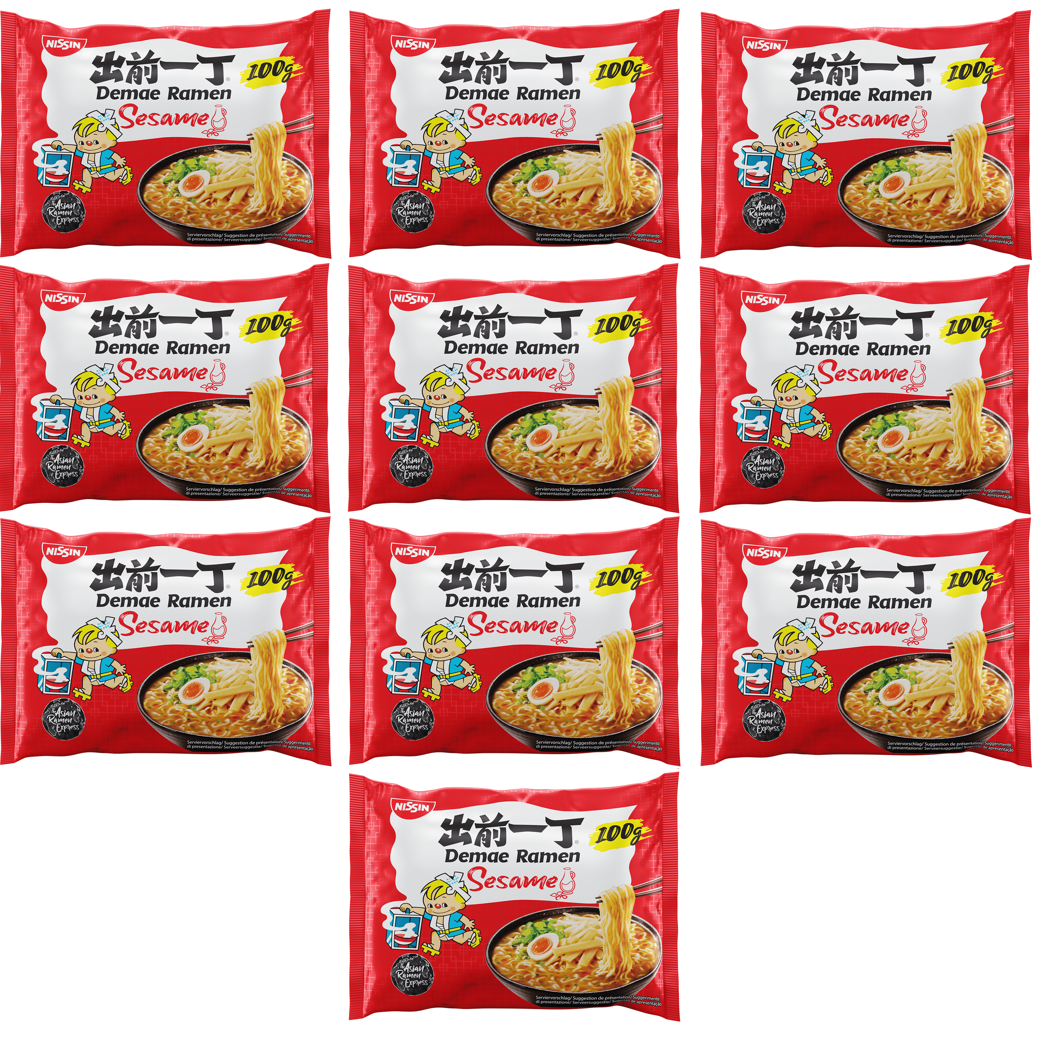 Image of Nissin Demae Ramen – Sesame, Japanese-style Instant Noodles With Sesame Oil & Asian Spices, Quick & Easy To Prepare, Asian Cuisine (10 X 100 G)
