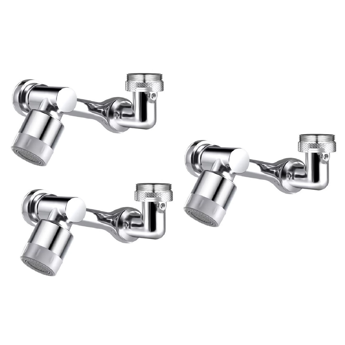 3pcs 1080° Rotatable Universal Faucet Extender - Robot Arm Sprayer, 2 Water Jet , For Kitchen And Bathroom Sinks, Washing And Gargling, Abs Plastic