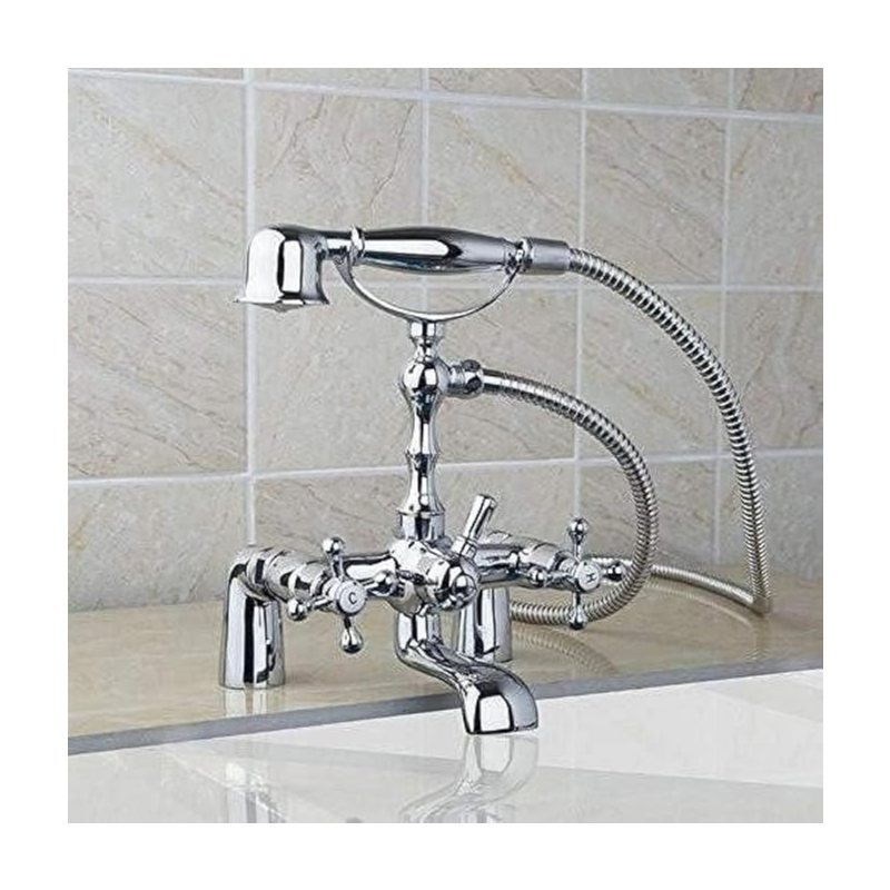 TEMU Grifo Bañera Alcachofa- Grifo para bañera y ducha - Acabado Cromado para Cuarto de Baño - Grifo Mezclador Agua Fría y Caliente