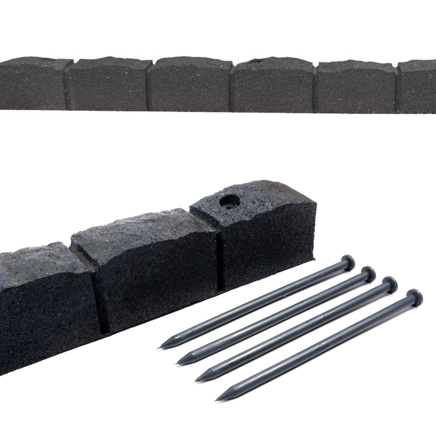 Garden Edging 120 Cm, Gray, Brown, Garden , Flexible, Solid, Weather-resistant, Assembly