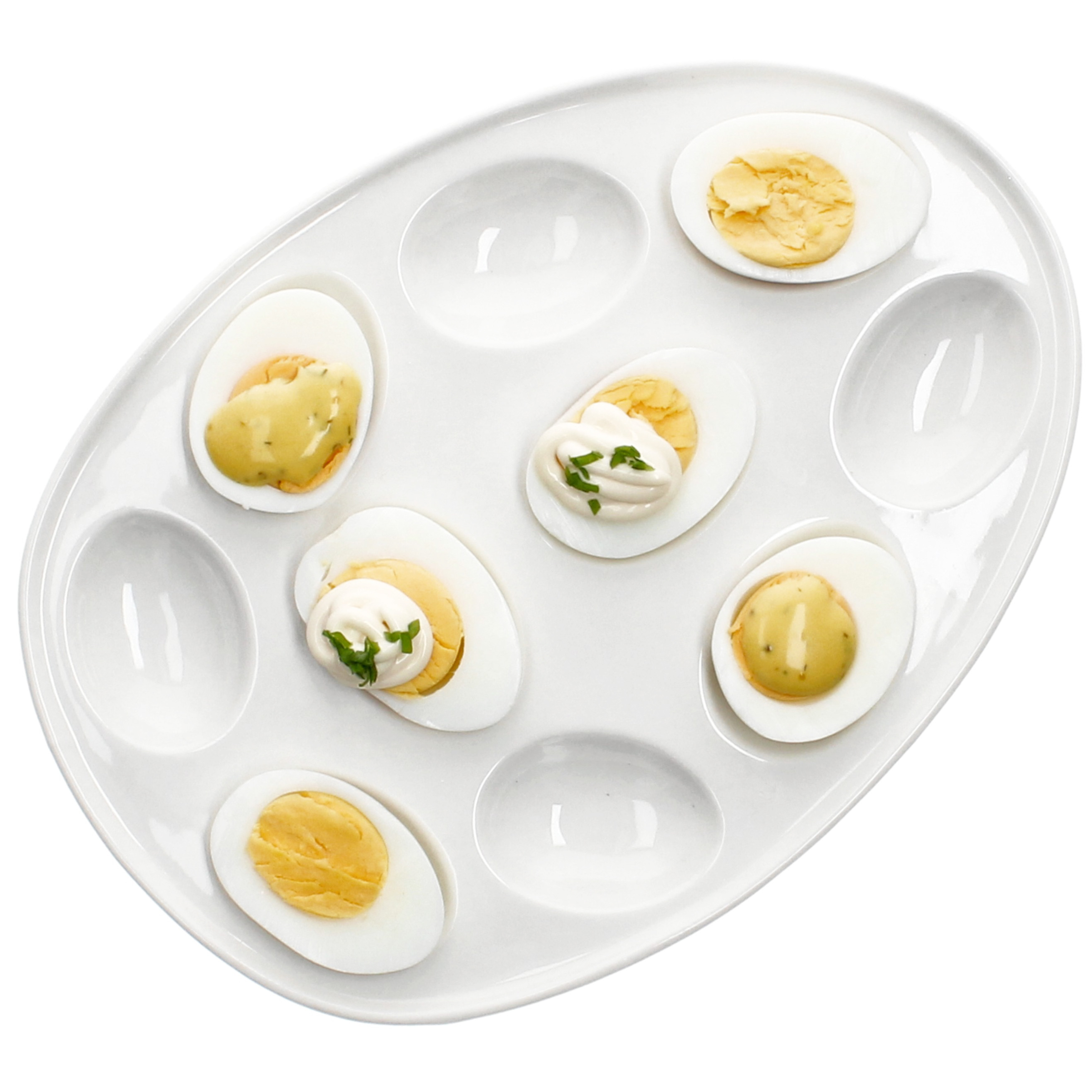 E-shop Eierplatte CREME Steingut oval cremeweiß -Platte Eier-Teller