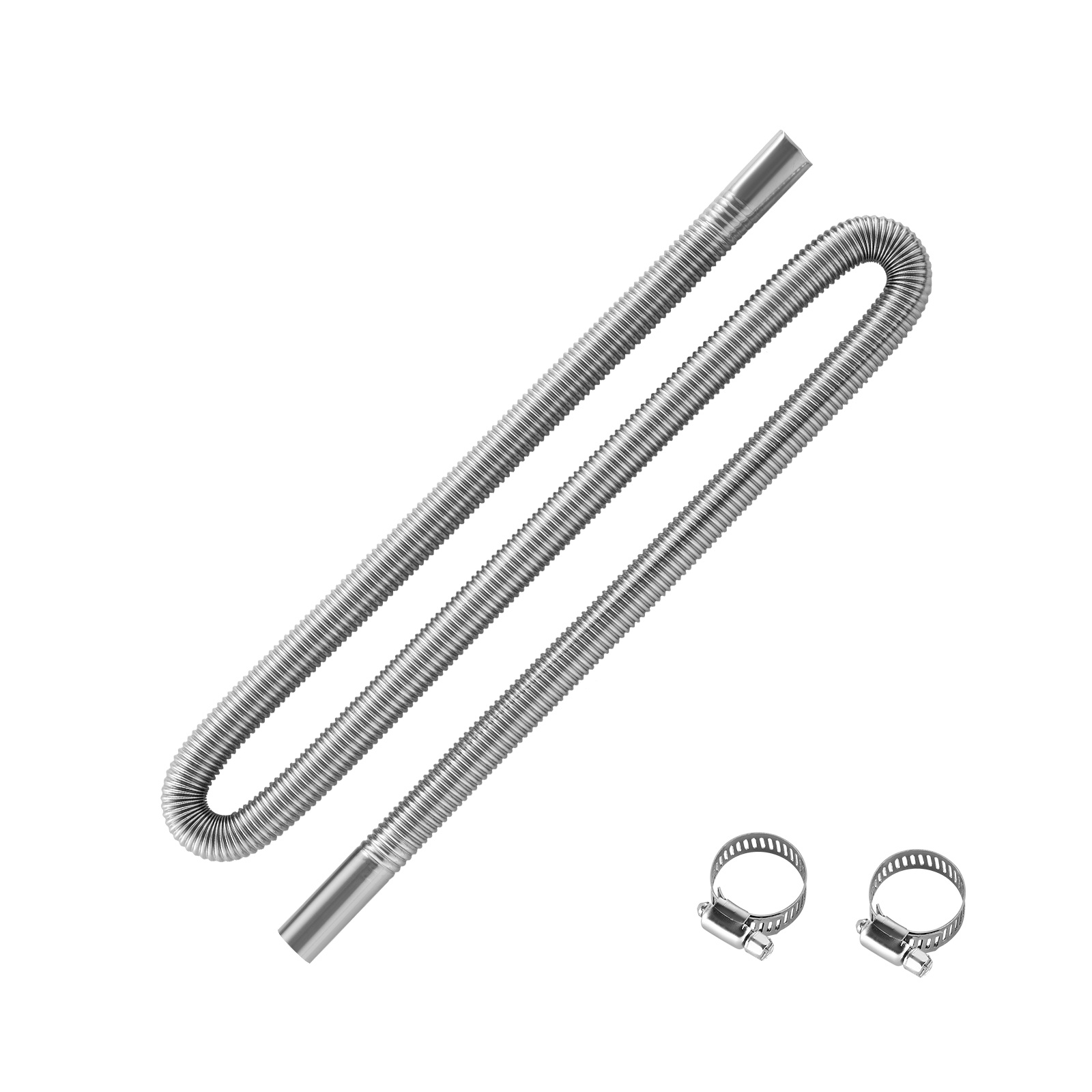 Image of Exhaust Hose, 1490mm Stainless Steel Exhausts Hose, Heater Flexible Exhaust Pipe With 2 Hose Clamps, Exhausts Hoses Kit Heater Accessories For 2kw 5kw 8kw Diesels Heaters