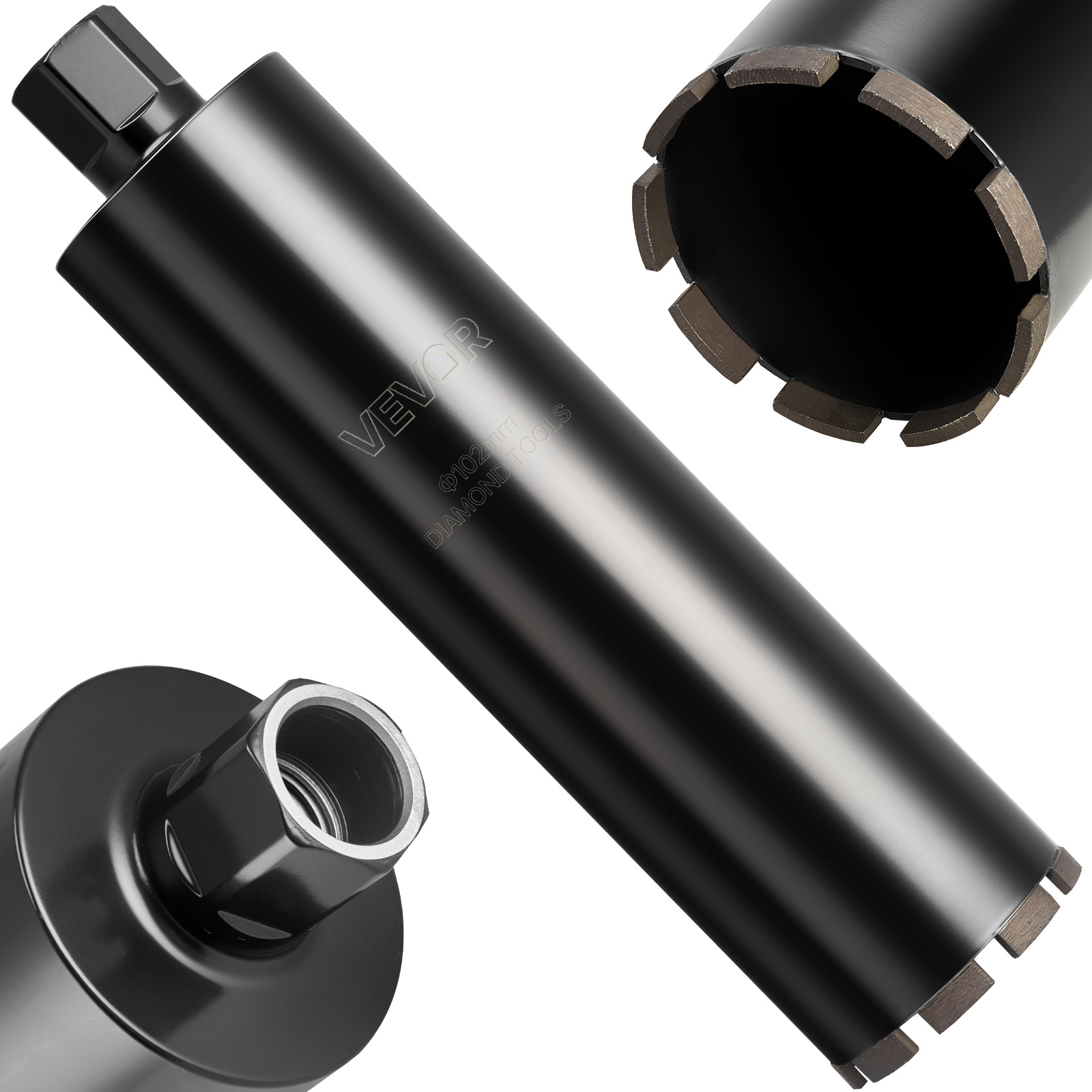 Vevor Core Drill Bit, 102 Mm Diameter, 356 Mm Drilling Depth, 1-1/4 In-7 Internal Thread, High-precision Welding Technology, Wet Diamond Core Bit For Reinforced Concrete, , And Masonry