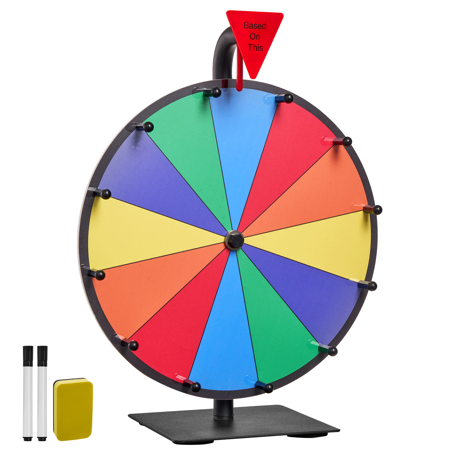 TEMU VEVOR Ruota della Fortuna Girevole da 305 mm, 12 Slot con Supporto, Roulette da Tavolo per Vincere con Lavagna e 2 , 6 Colori, Facile Montaggio,