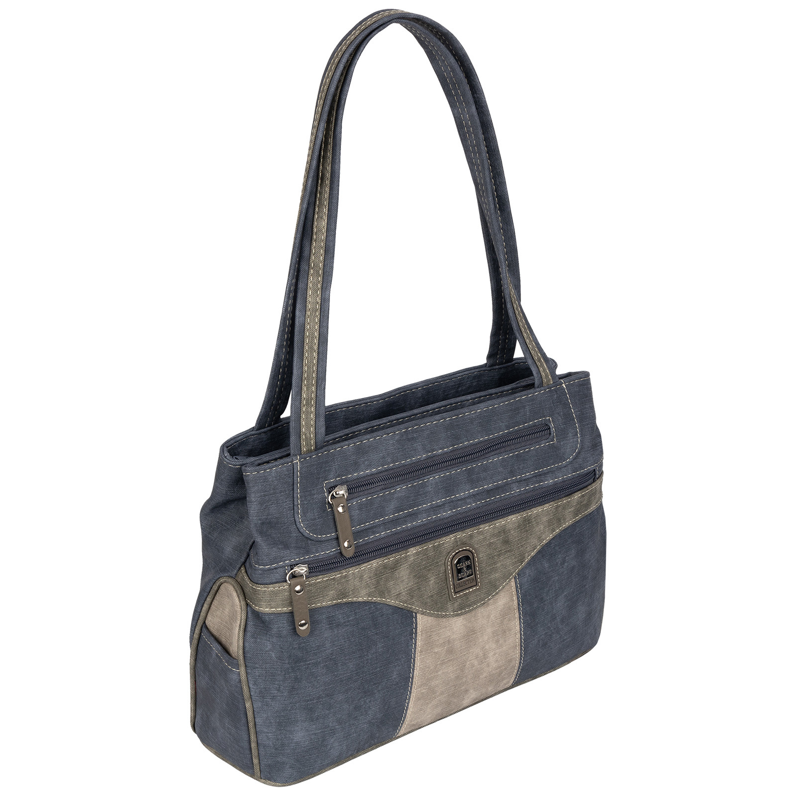 Image of Women' Handbag Shoulder Bag Crossbody Bag Shopper Top Handle Bag Crossover Bag Leather Look Navy-gray