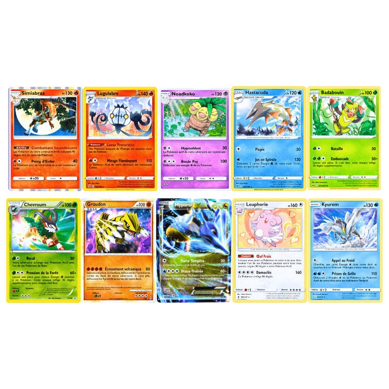 TEMU 10 Cartes Pokémon +100 pv - Lot de 10 cartes officielles