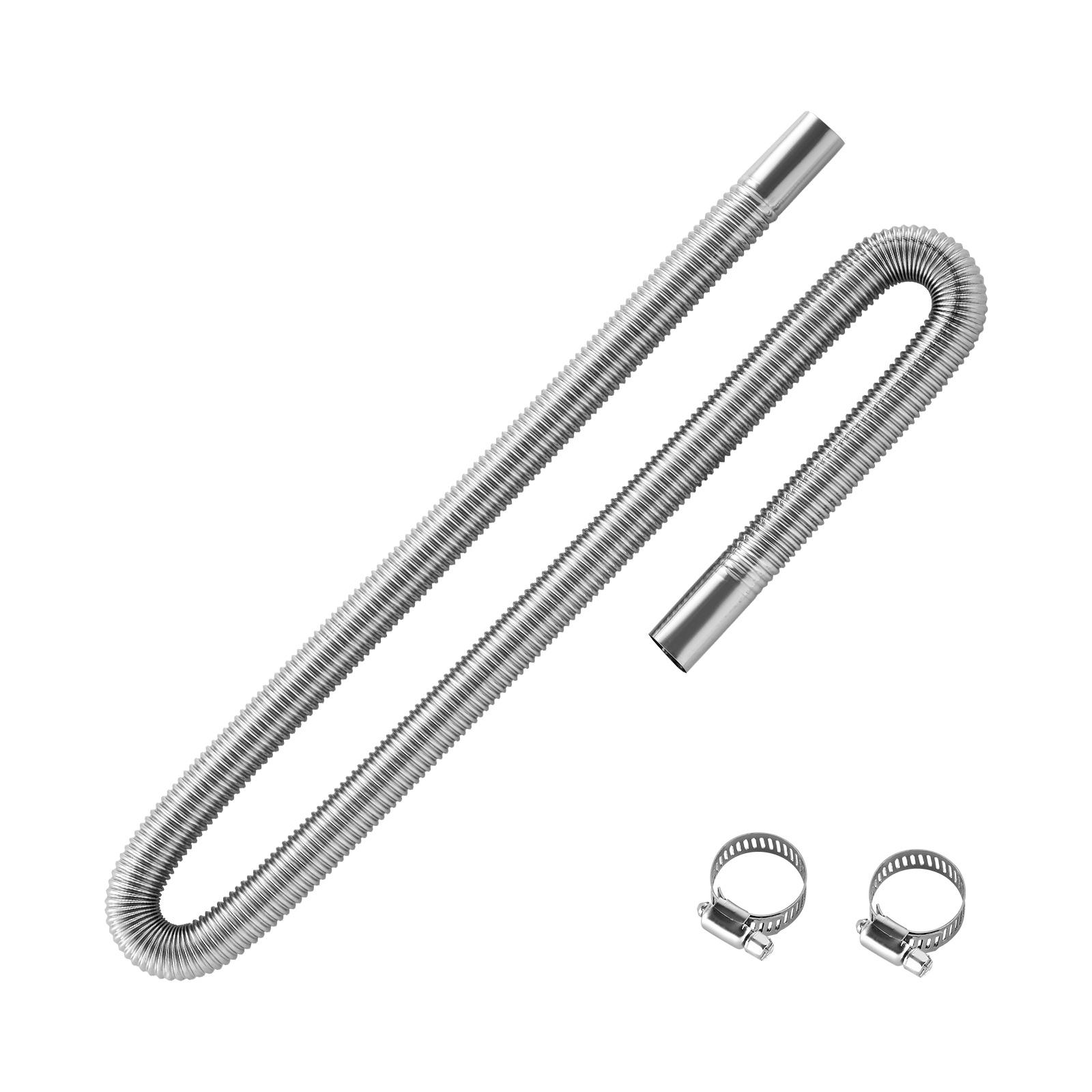 Image of Vevor Exhaust Hose, 1200mm Heater Flexible Exhaust Pipe, Stainless Steel Exhausts Hose With 2 Hose Clamps, Exhausts Hoses Kit Heater Accessories For 2kw 5kw 8kw Diesels Heaters