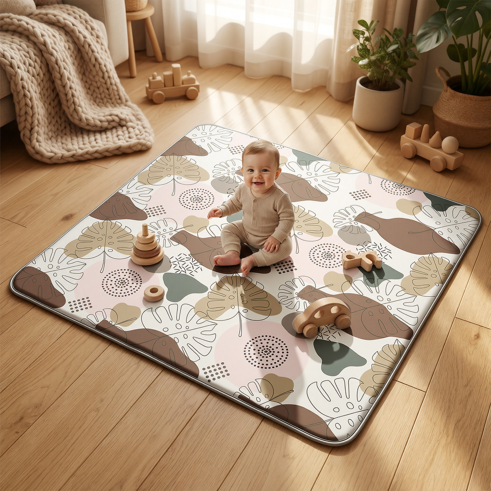 AGISLONE 50x50in Baby Play Mats, Thickened Soft Foam Crawling Playpen Mat for Babies and Toddlers, Comfortable Non-Slip Foldable Crawling Mats for Infants, Ideal Play Mat for Playtime, Nursery, Home, Bedroom, Living Room, Portable and Easy to Store, Safe and Cushioned Baby Floor Mats for Crawling, Tummy Time, Toddler Activities, Washable, Cute Colorful Design