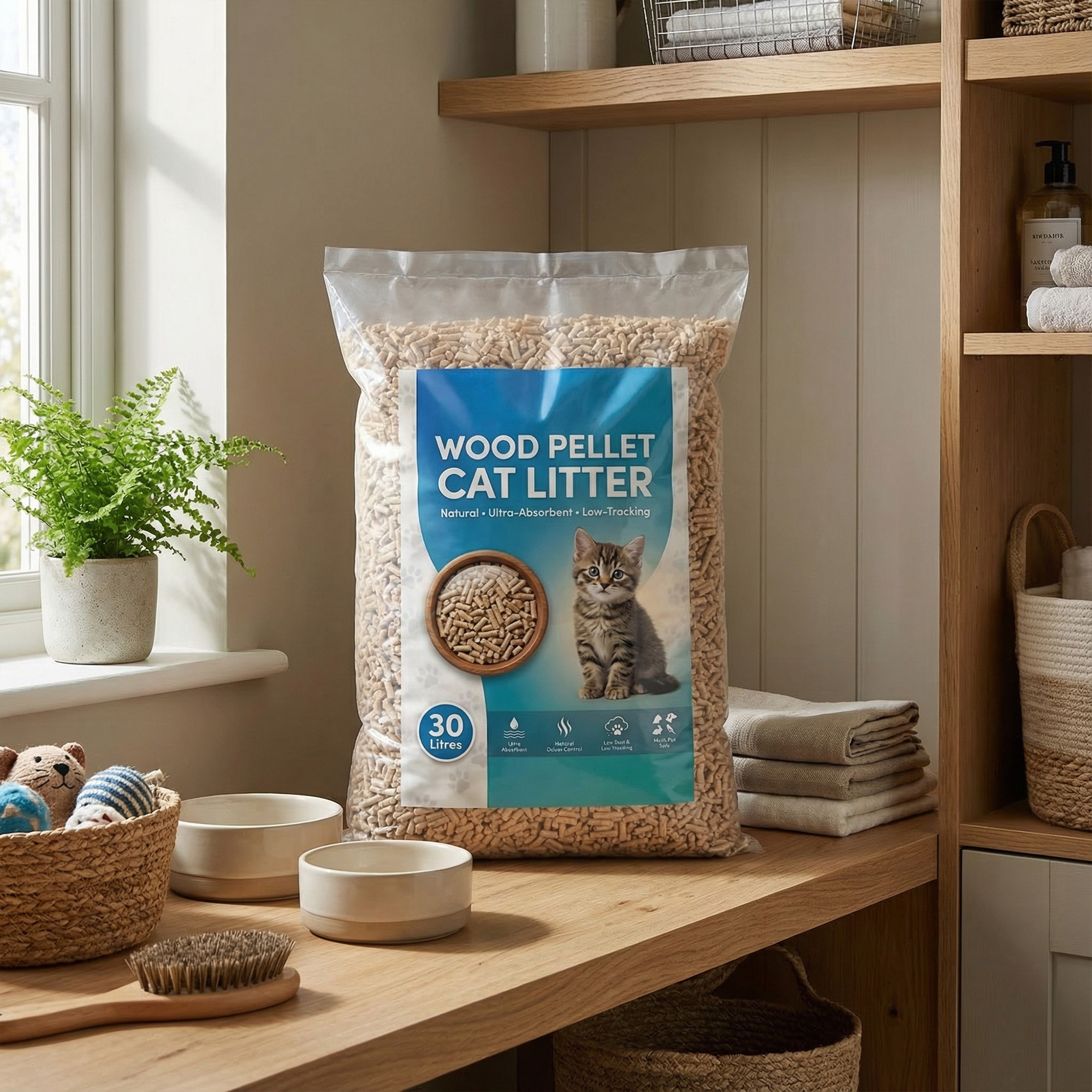 Fur & Bone Cat Litter - Ultra Absorbent Wooden Pellets