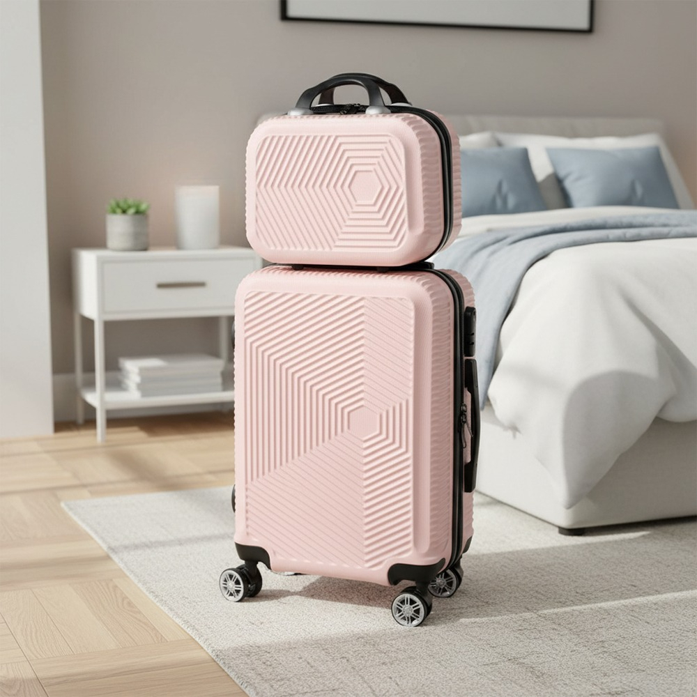 TEMU 2pcs Compact Lightweight Rolling Travel Suitcase Set, Cabin Carry On Suitcase, Telescopic Handle Luggage Set, Portable Luggage For , Short
