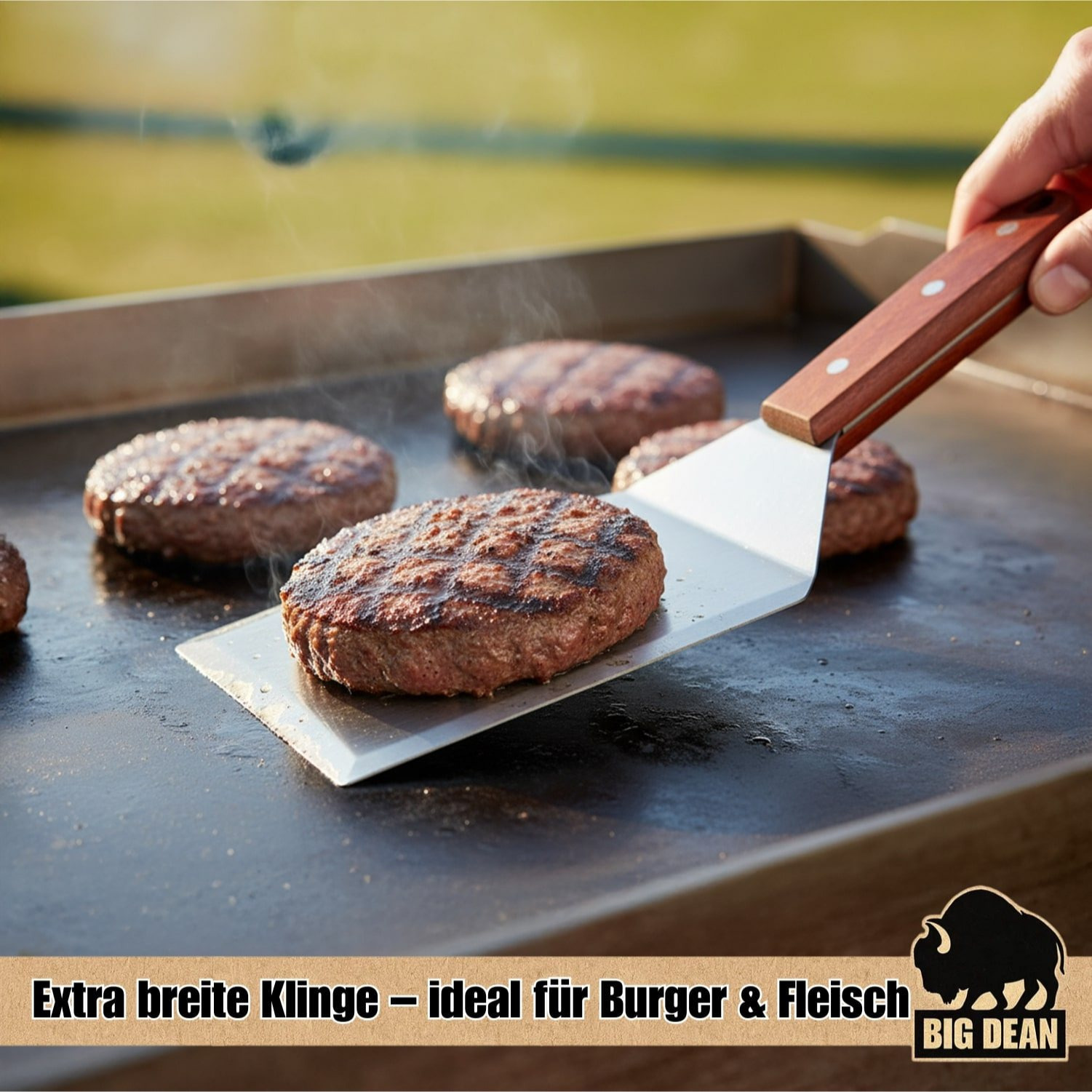 TEMU 2-piece Stainless Steel Grill Spatula Set With Wooden Handles - Accessories
