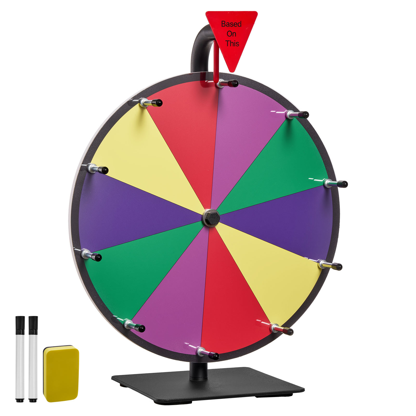 TEMU VEVOR Rueda de de 305 mm, Rueda con 10 Ranuras y Soporte, de para Mesa con Pizarra Borrable y 2 Marcadores, 5 Colores, Fácil Montaje, para
